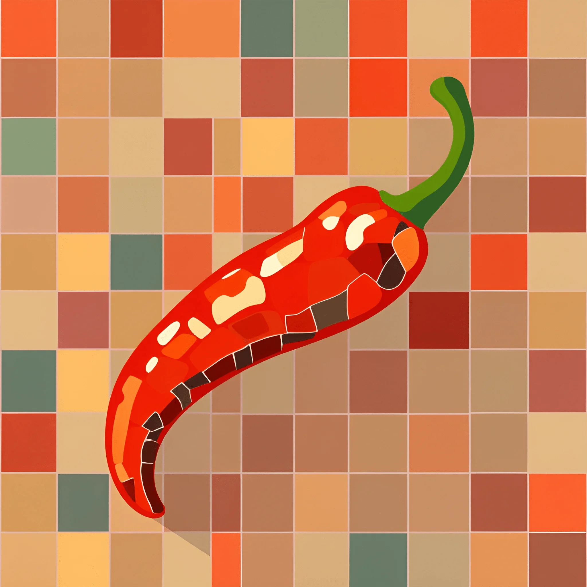 Red Chili Pepper on Mosaic Background - Free Download - AI Scribbles