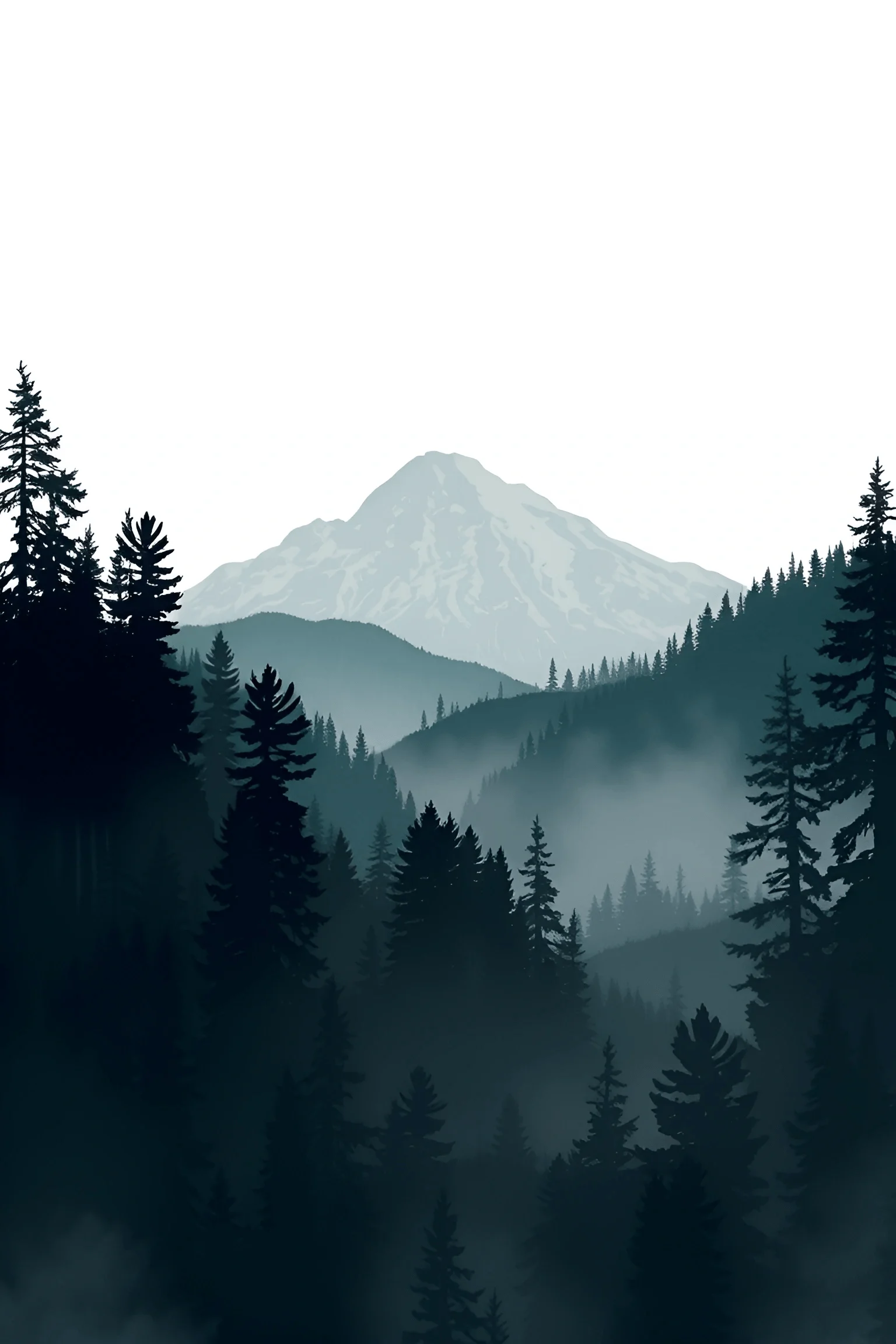 Misty Mountain and Pine Forest Landscape - Free Download - AI Scribbles