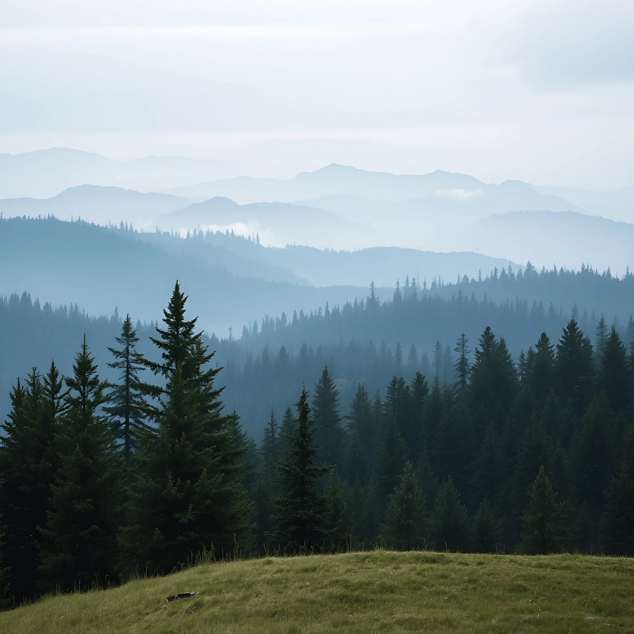 Foggy Pine Forest in Mountain Range - Free Download - AI Scribbles