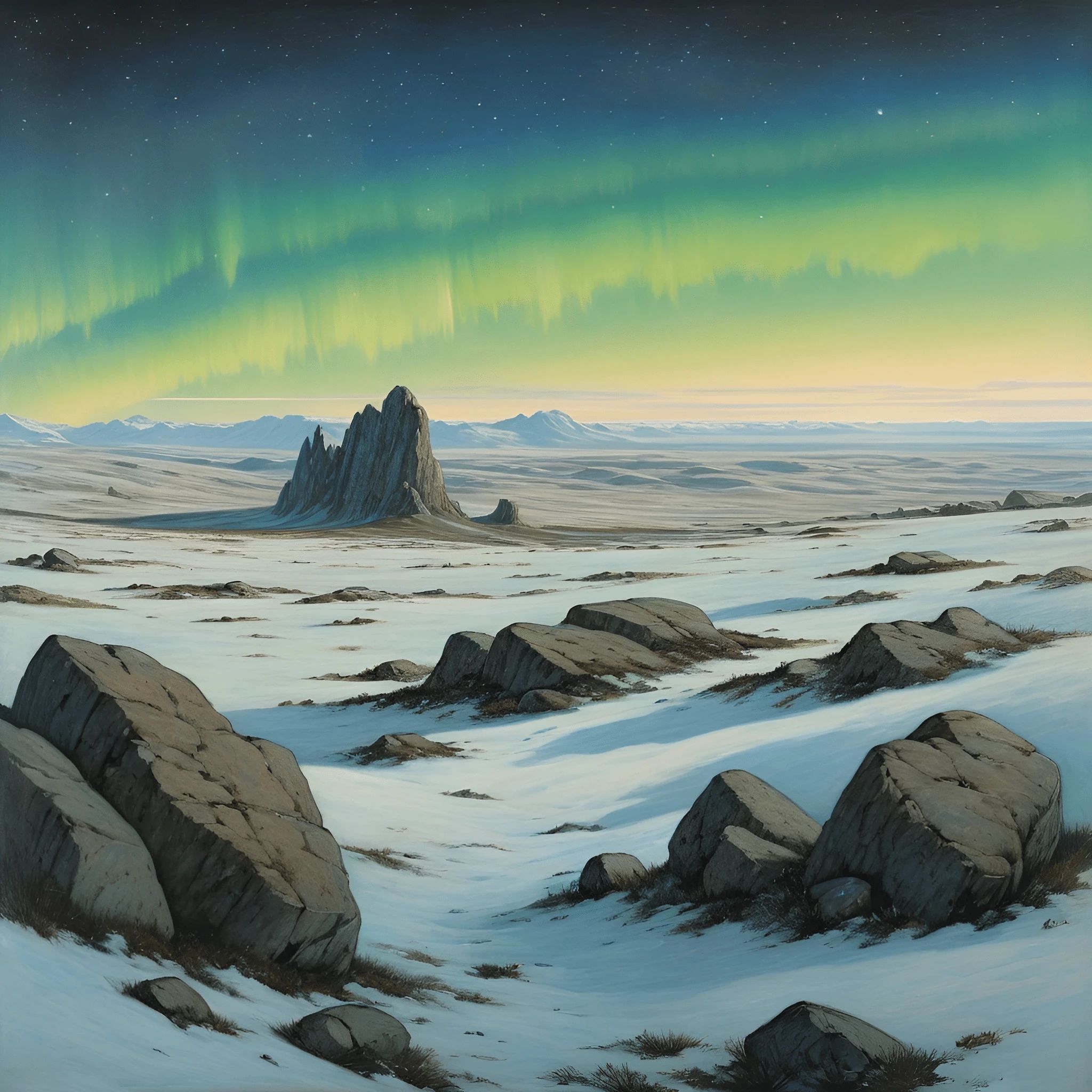 Aurora Borealis Over Snowy Landscape - Free Download - AI Scribbles