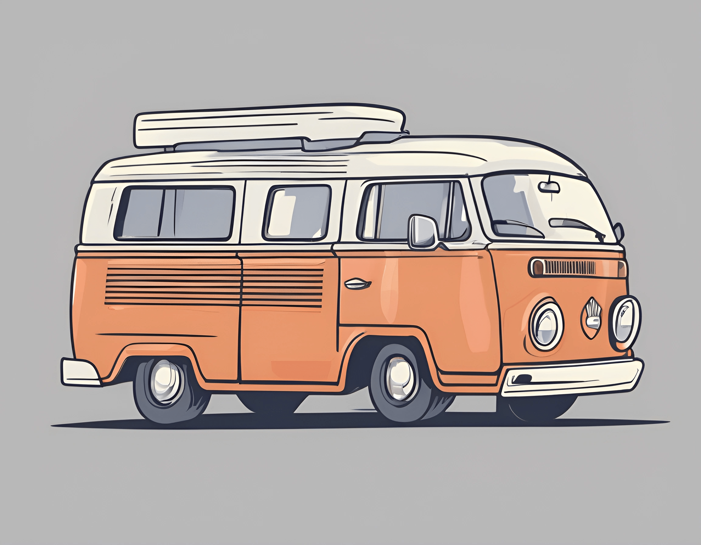 Vintage Orange Camper Van Illustration - Free Download - AI Scribbles