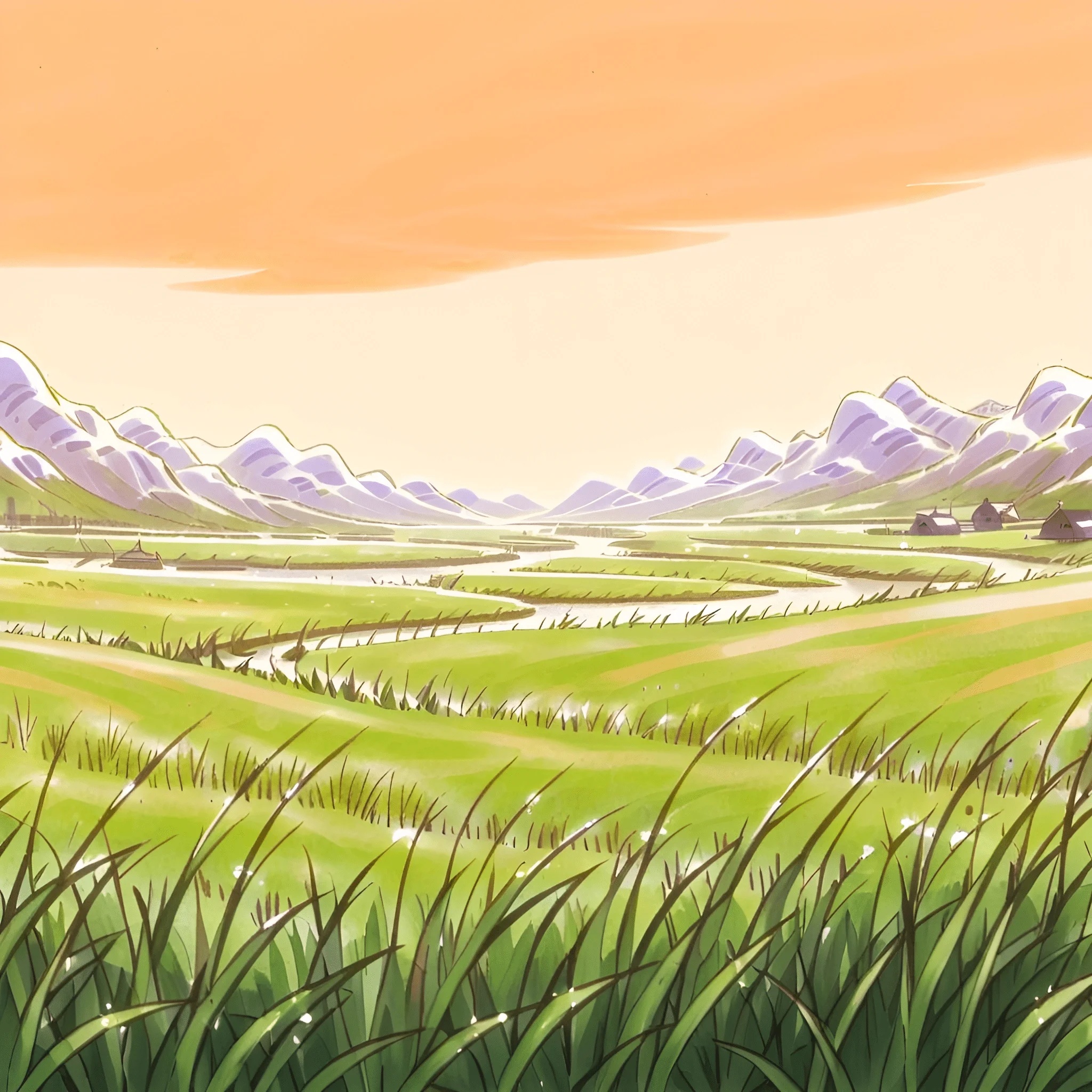 Animated Pastoral Valley Landscape with Meandering River - Free ...