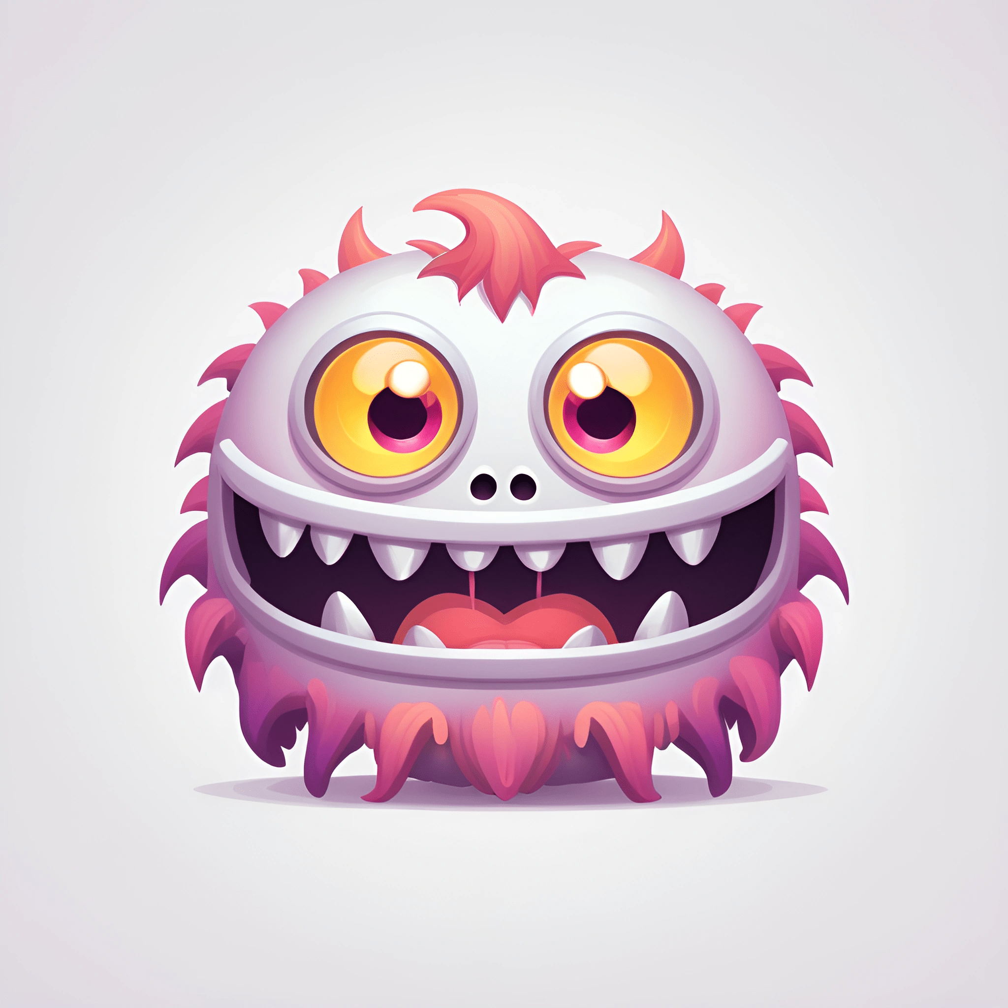 cartoon monster with big eyes and pink hair