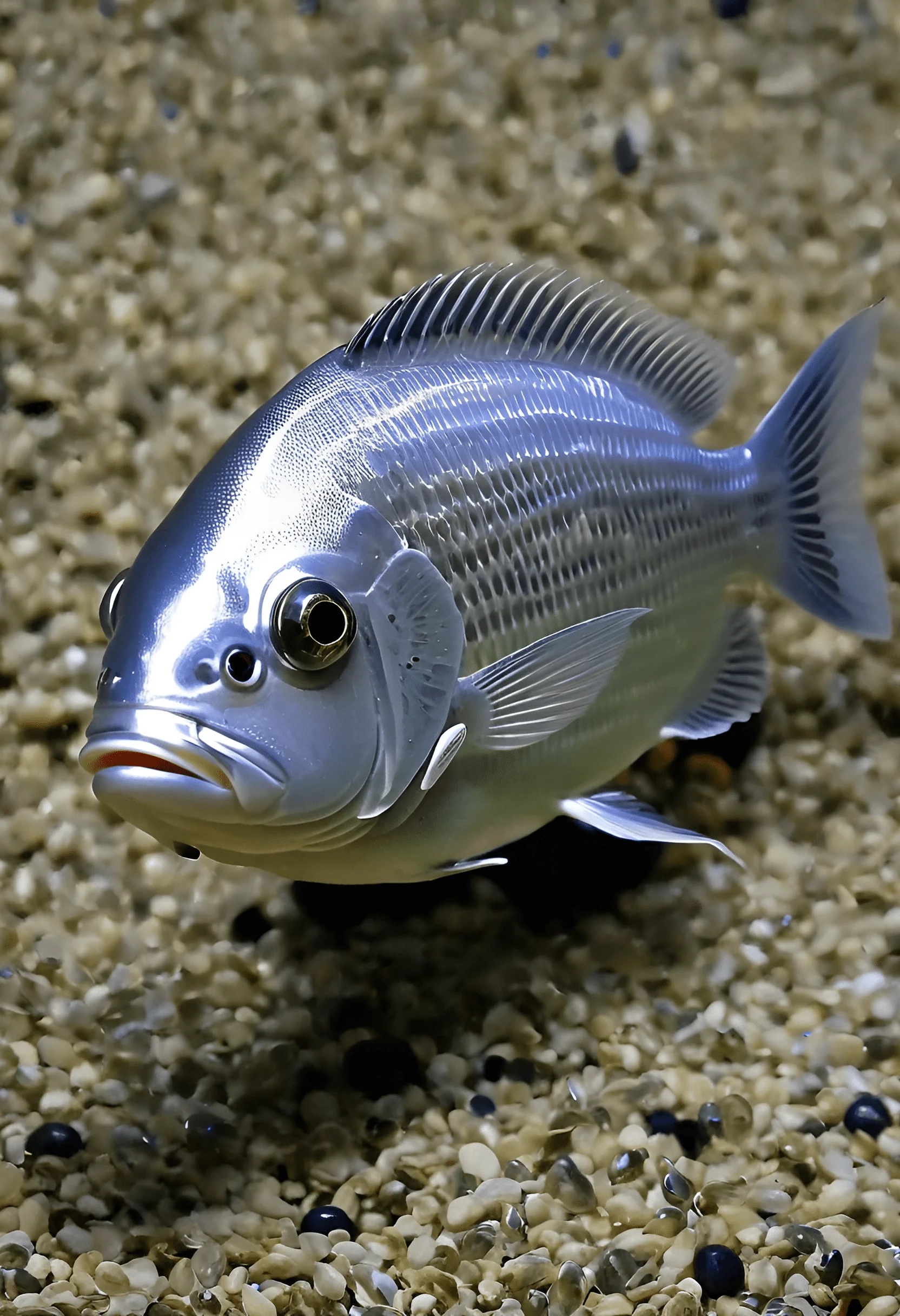 Close-Up of a Silver Fish in an Aquarium - Free Download - AI Scribbles