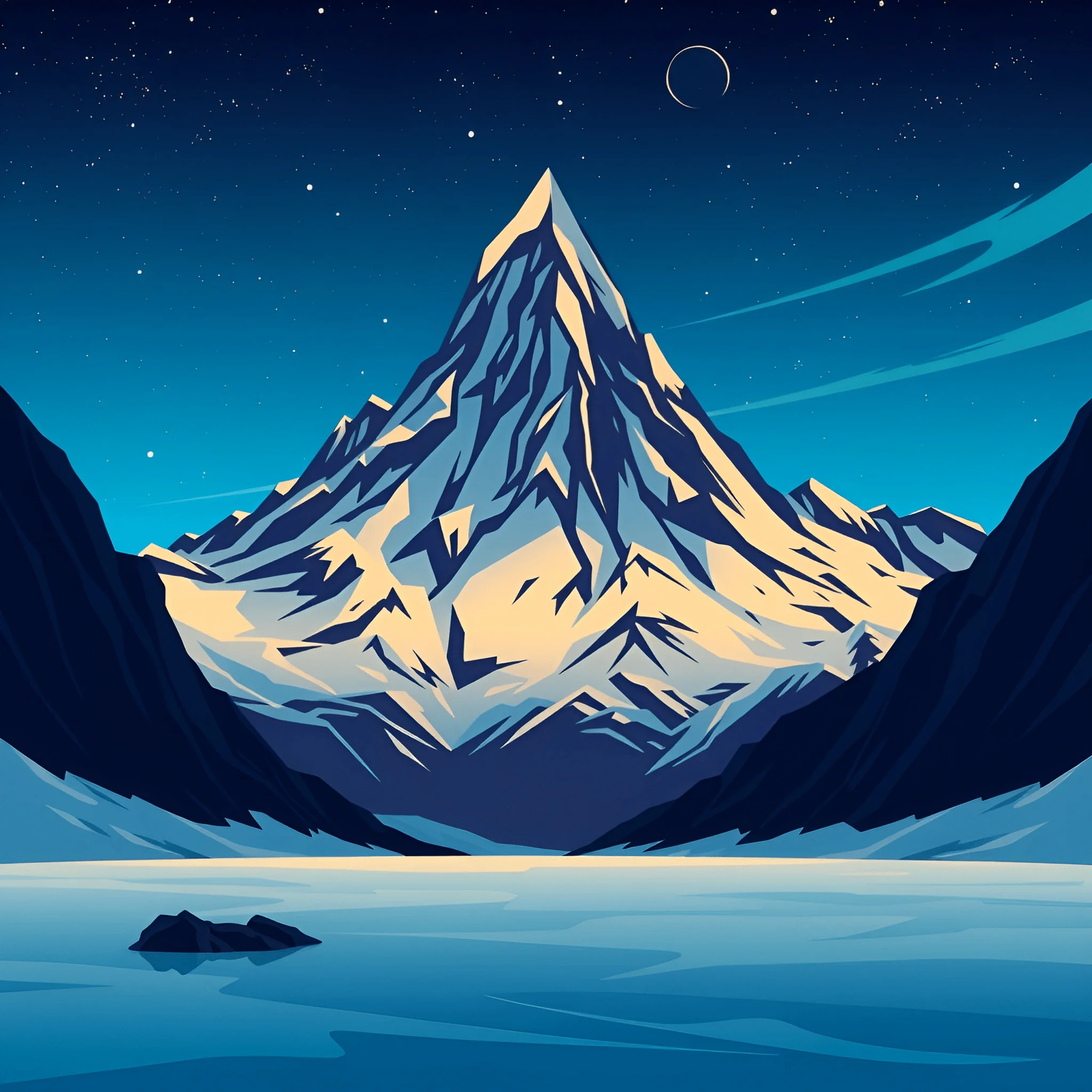 Majestic Mountain Peak Under Starry Sky - Free Download - AI Scribbles