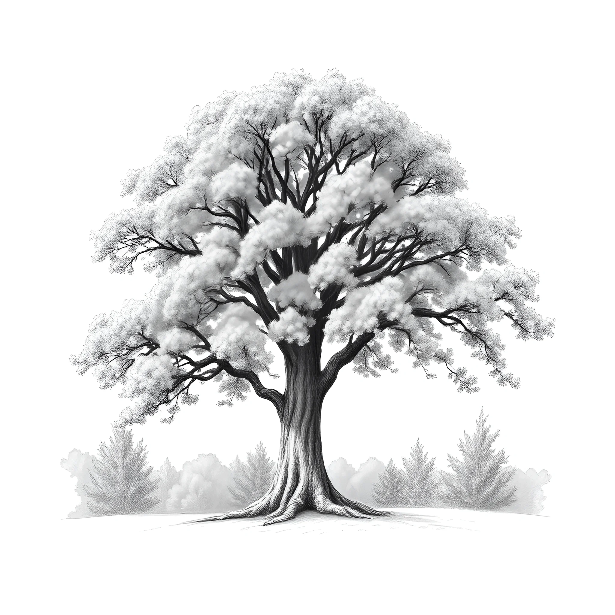Detailed Black and White Tree Illustration - Free Download - AI Scribbles