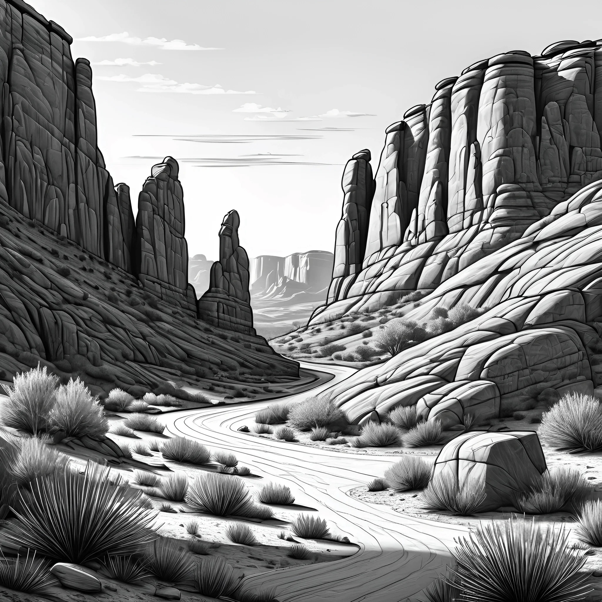 Monochrome Desert Landscape with Rock Formations - Free Download - AI ...