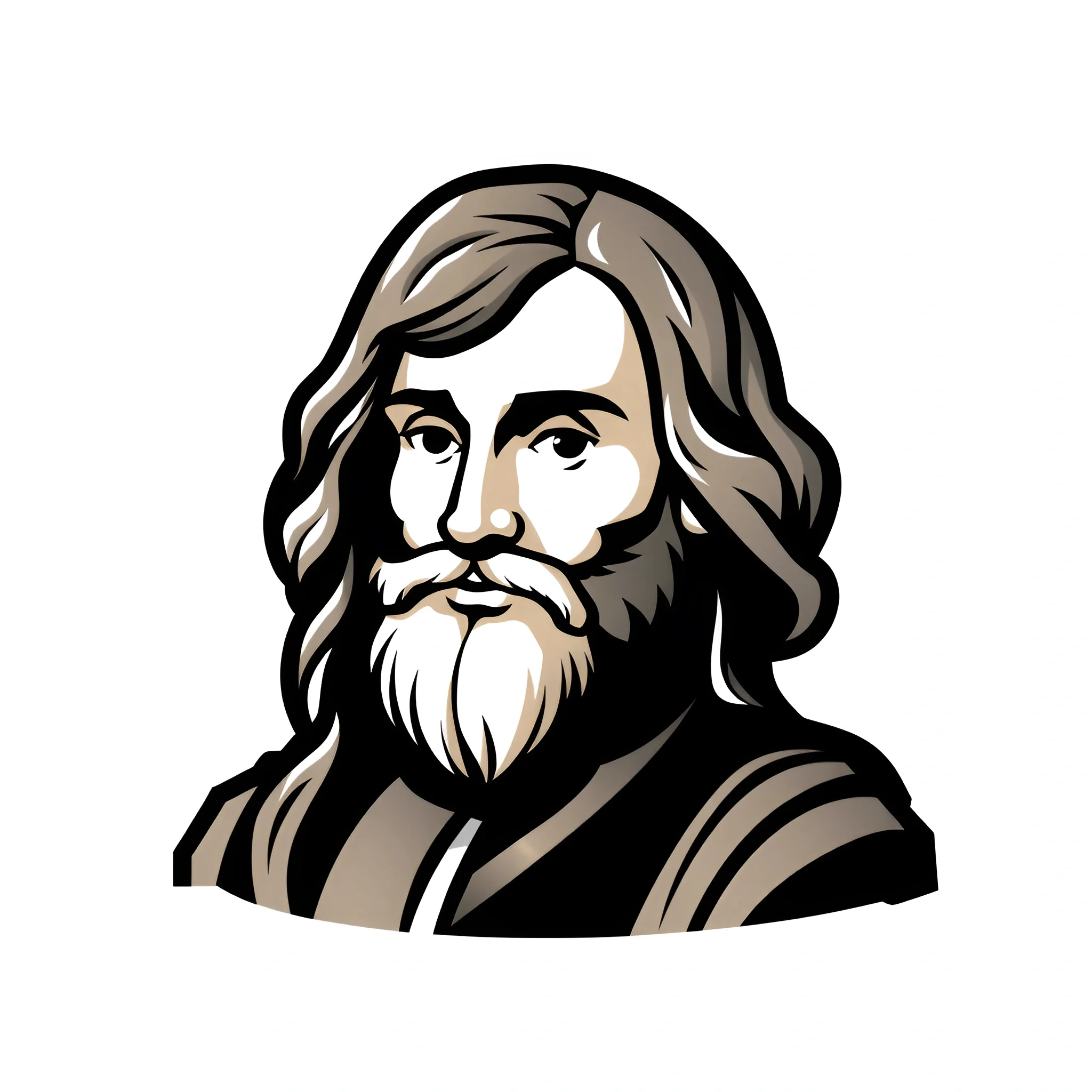 Vector Portrait of Bearded Man with Long Hair - Free Download - AI ...