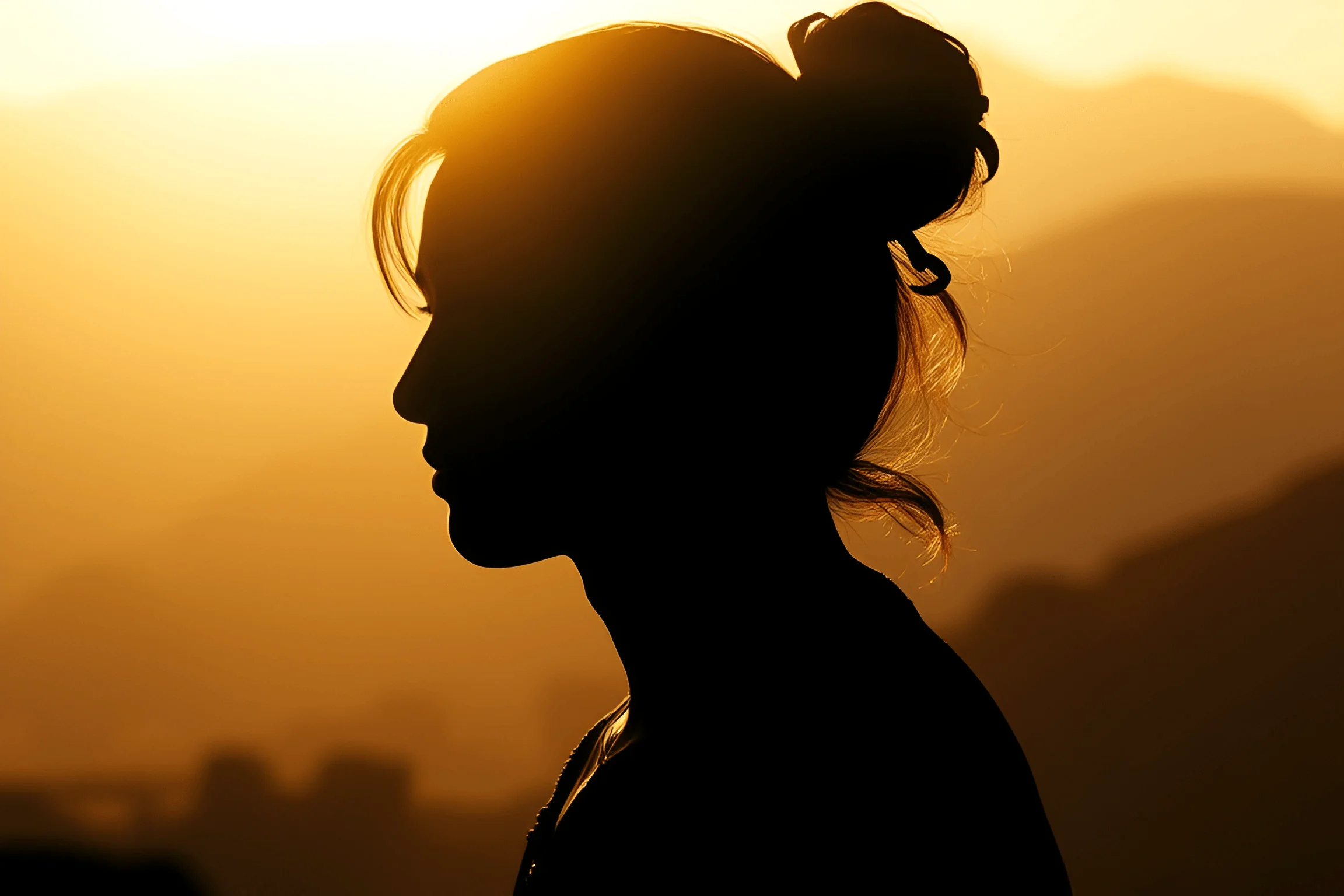 Silhouette of Woman at Sunset - Free Download - AI Scribbles
