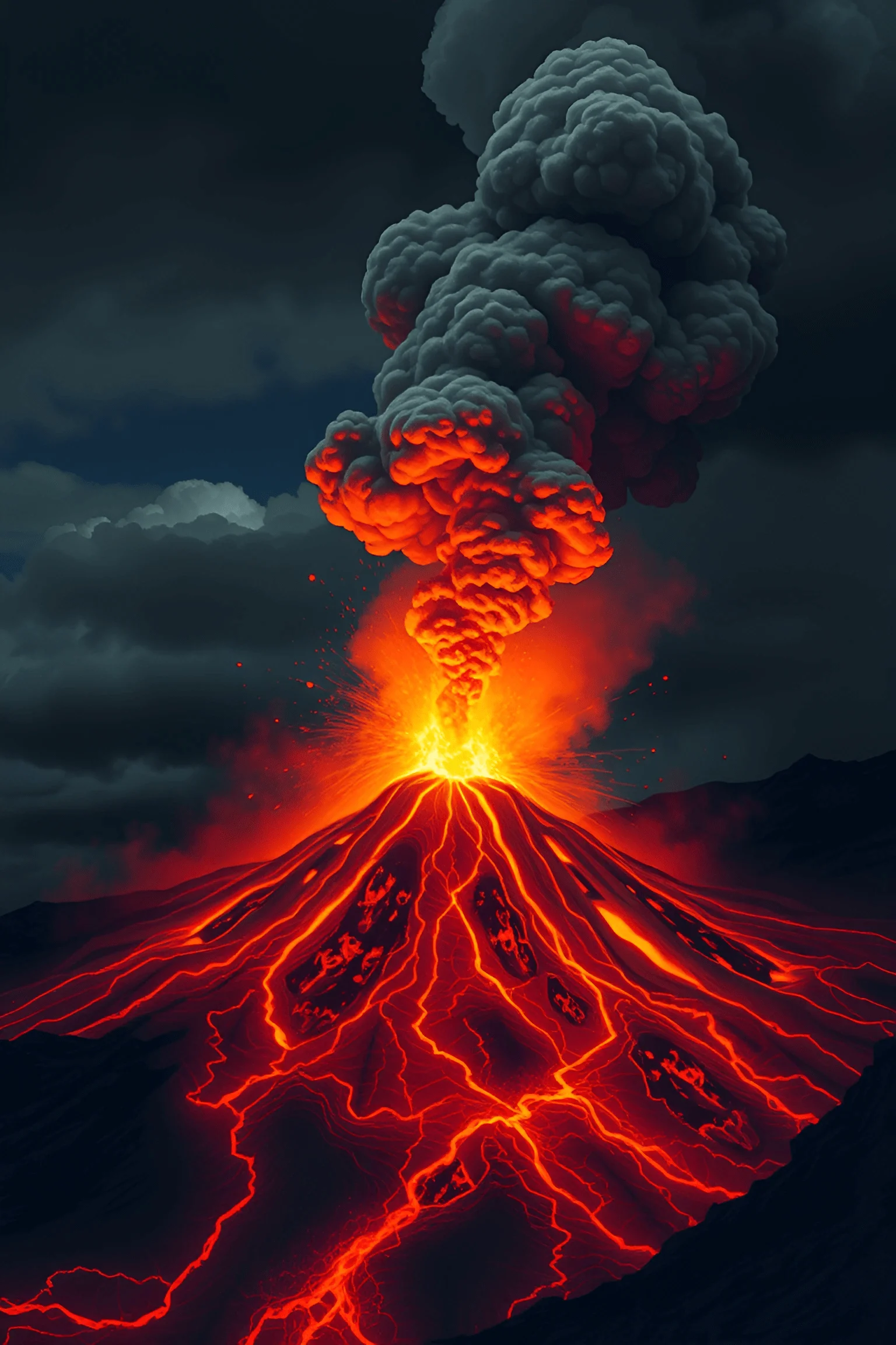 Volcanic Eruption with Lava Flow and Ash Cloud - Free Download - AI ...