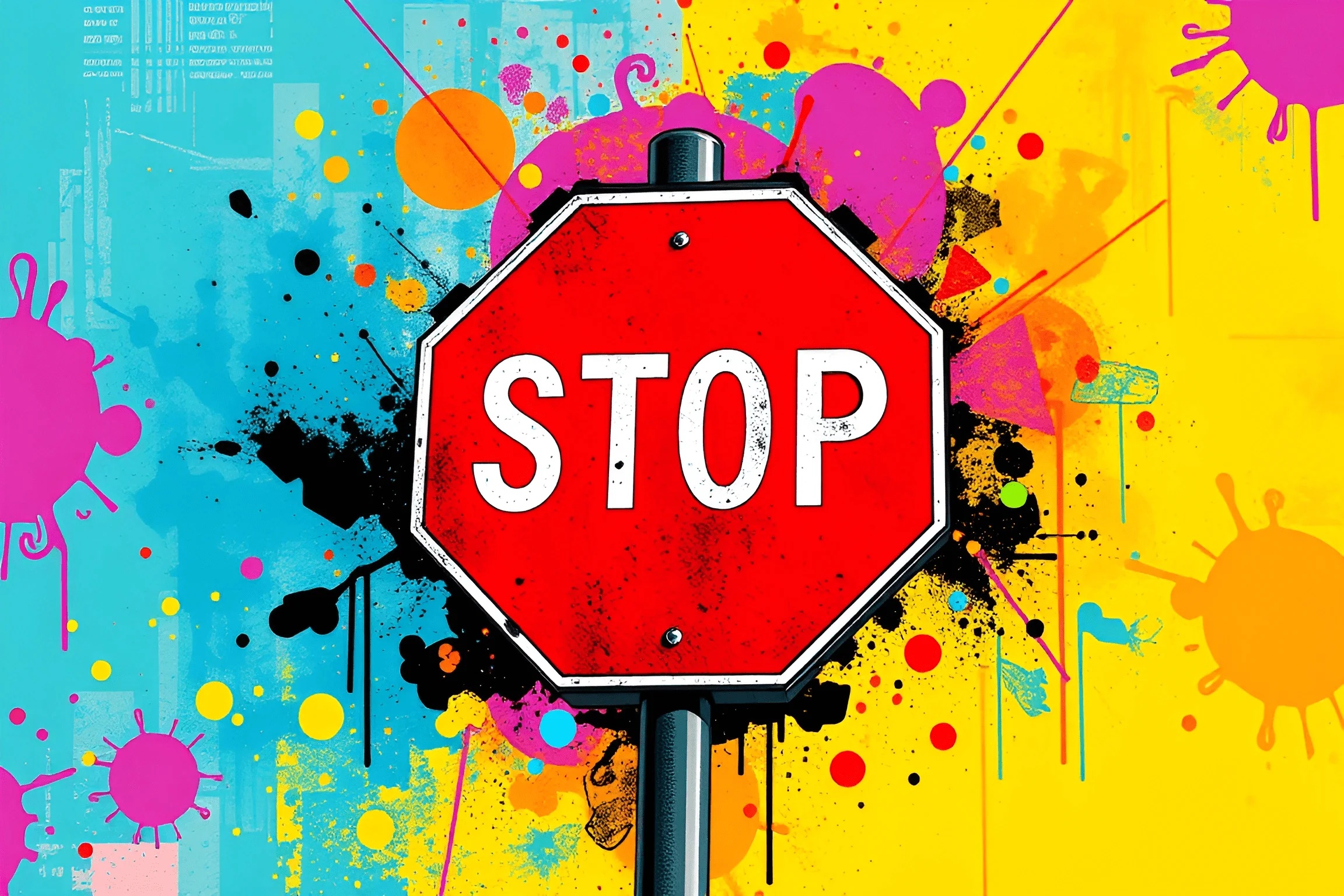 Stop Rework Graphic Artistic Stop Sign Illustration - Free Download - AI Scribbles