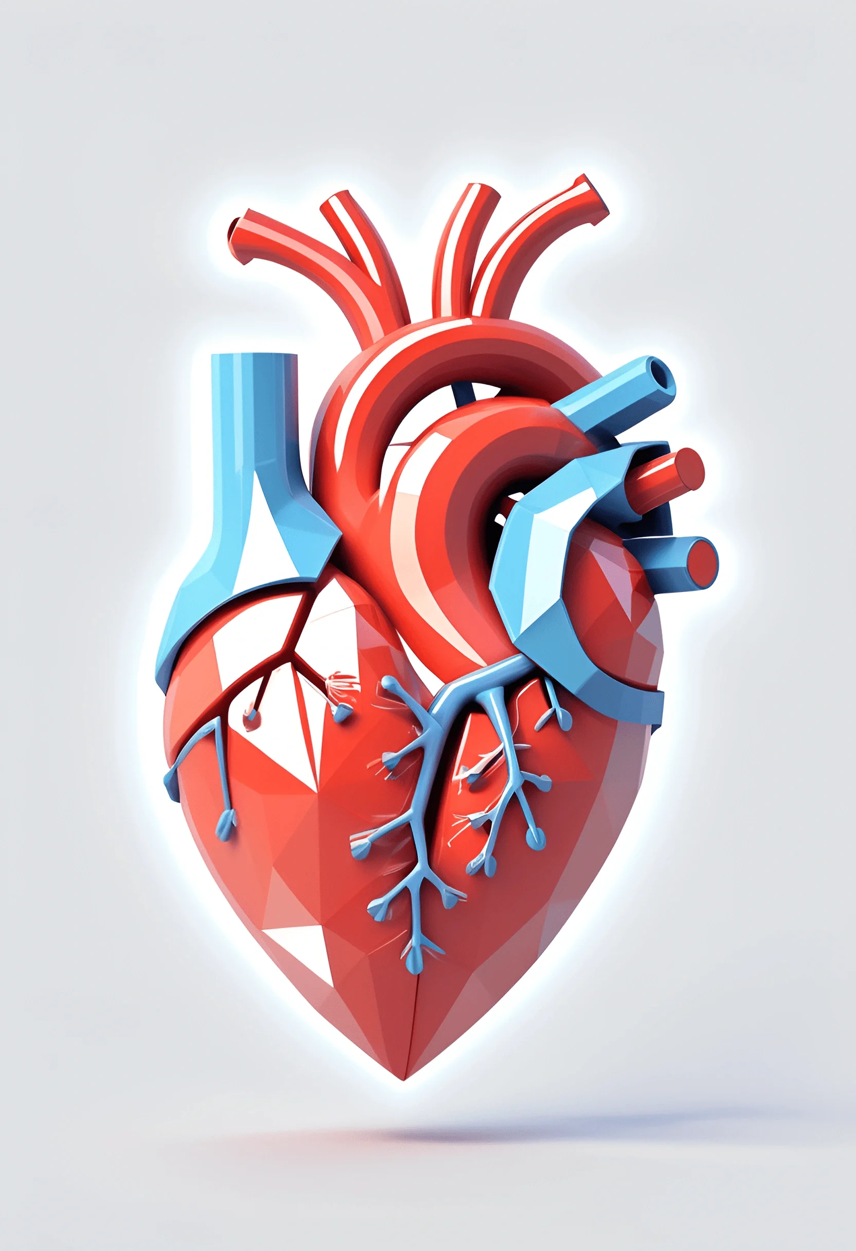 3D Geometric Heart Design with Vessels - Free Download - AI Scribbles