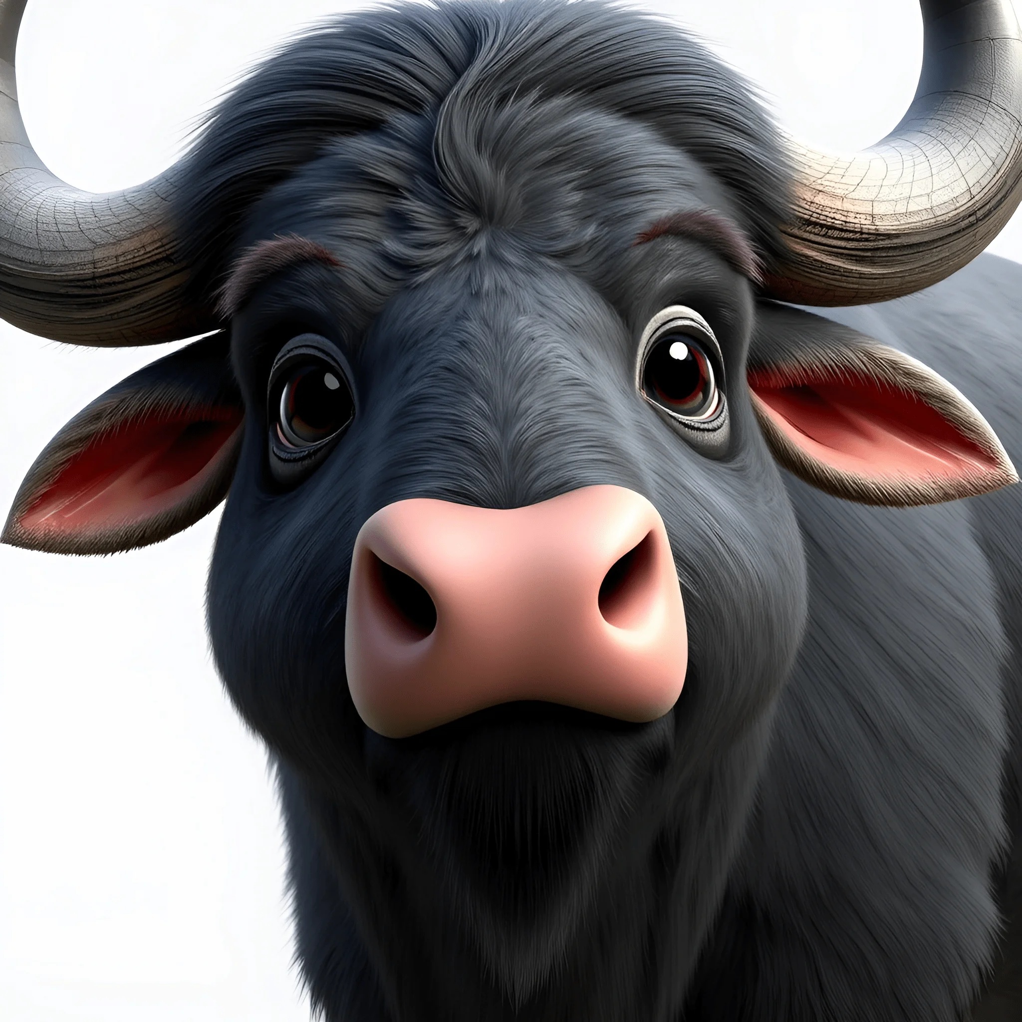 Pink Buffelo Face Cartoon Buffalo Face - Free Download - AI Scribbles