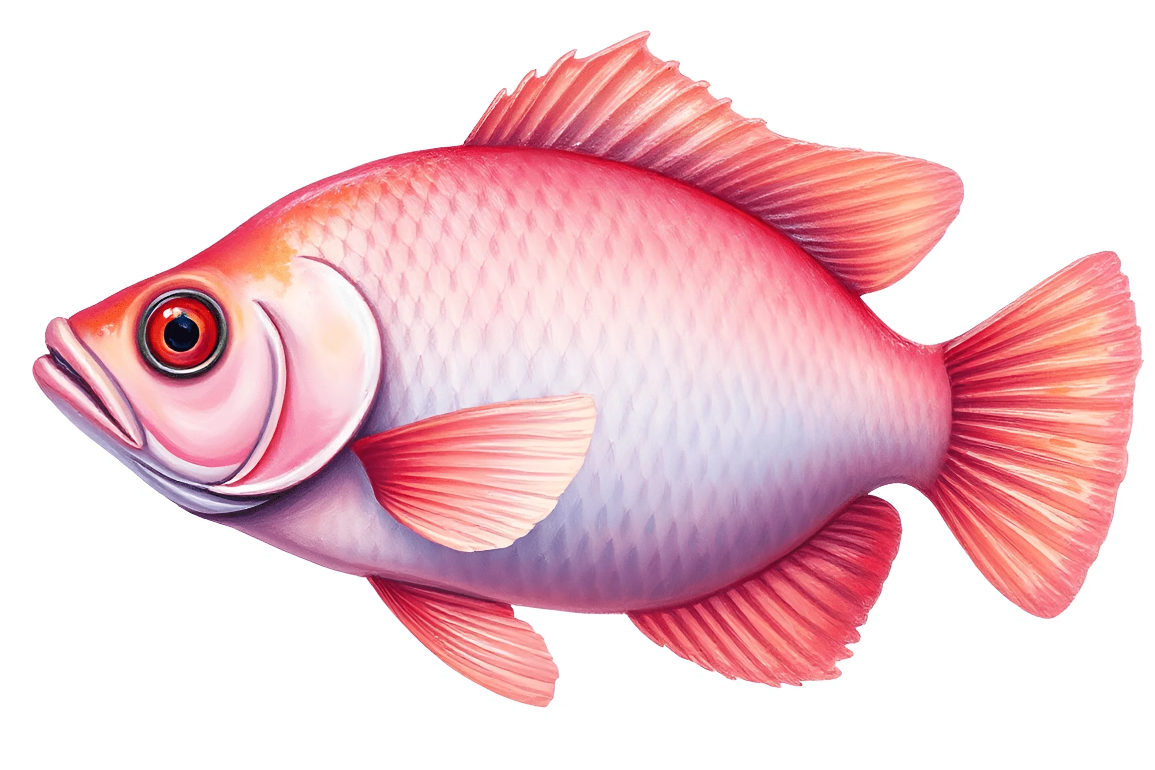 Pink Line Fish Pink Fish Illustration with Detailed Scales and Fins - Free Download ...