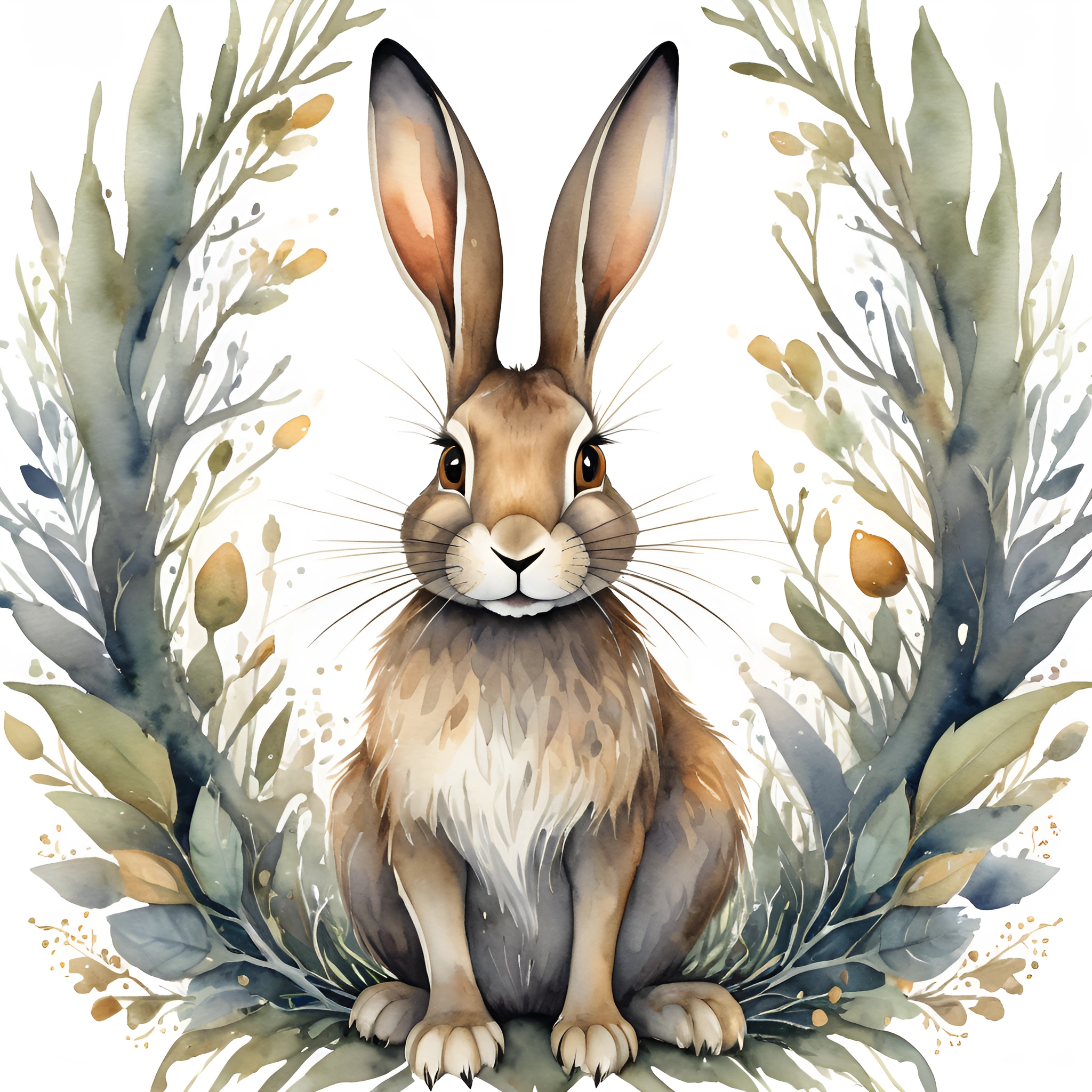 Traceable Watercolour Rabbit Watercolor Rabbit Illustration - Free Download - AI Scribbles