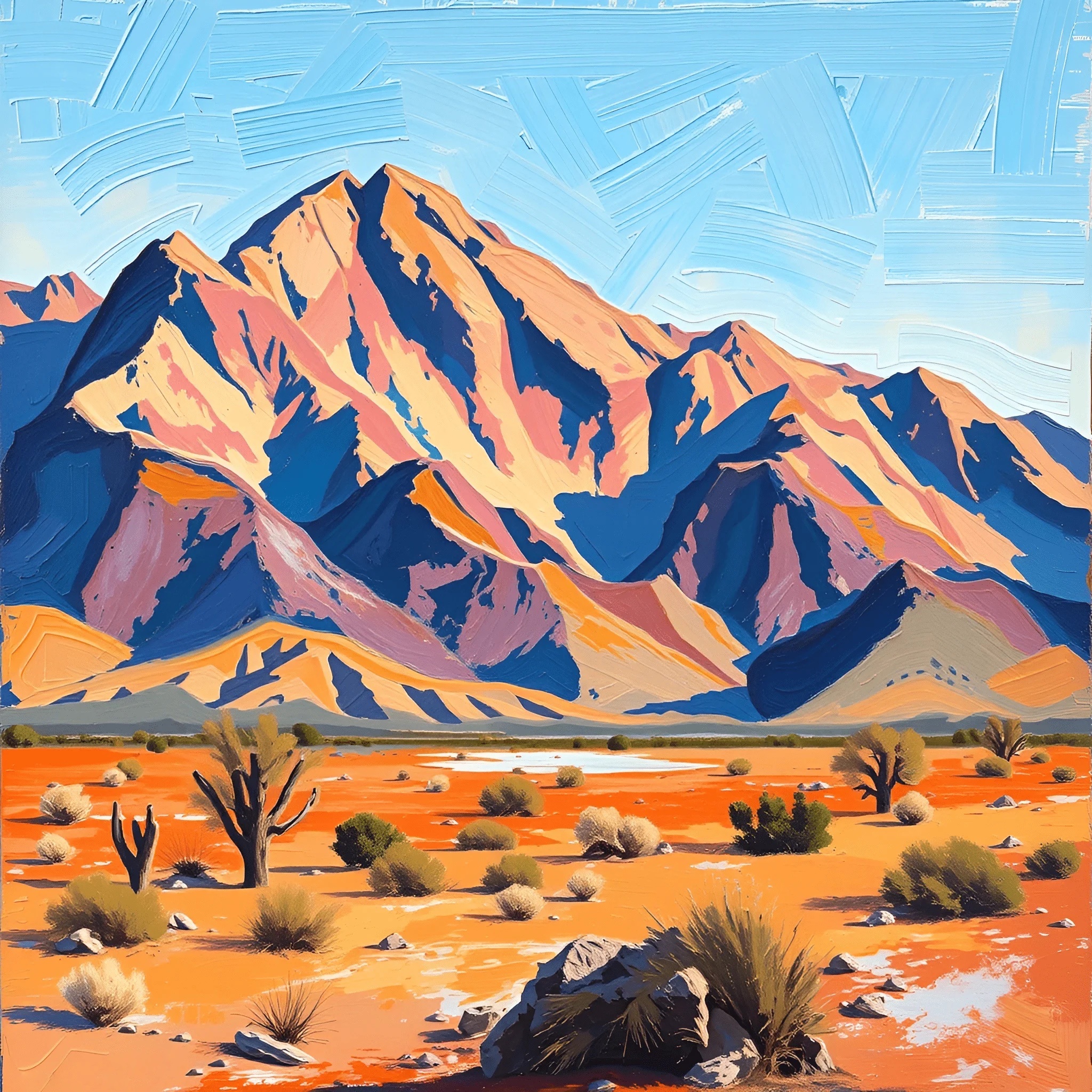 Vibrant Desert Landscape with Mountains - Free Download - AI Scribbles