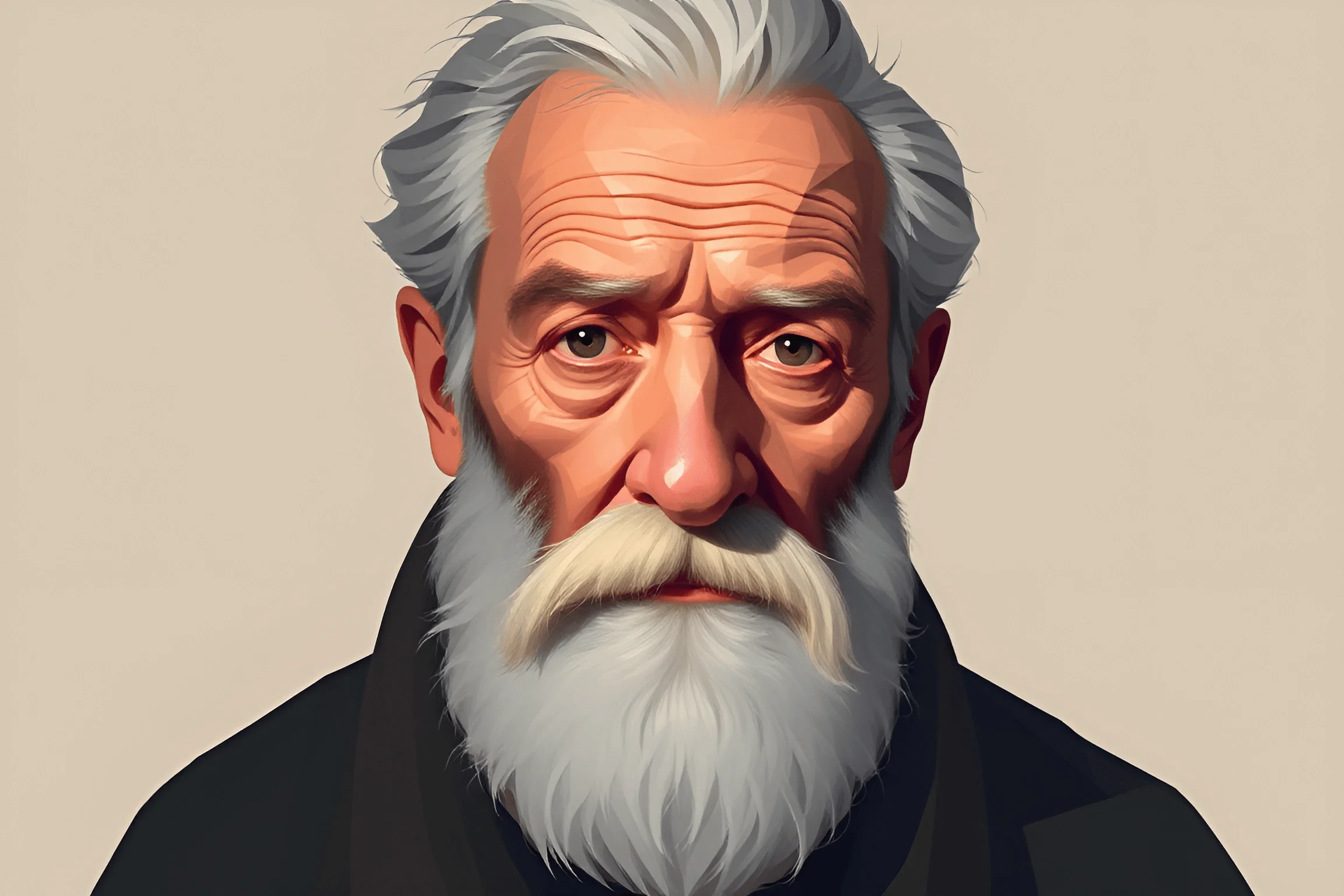 Digital Portrait of Elderly Man with White Beard - Free Download - AI ...