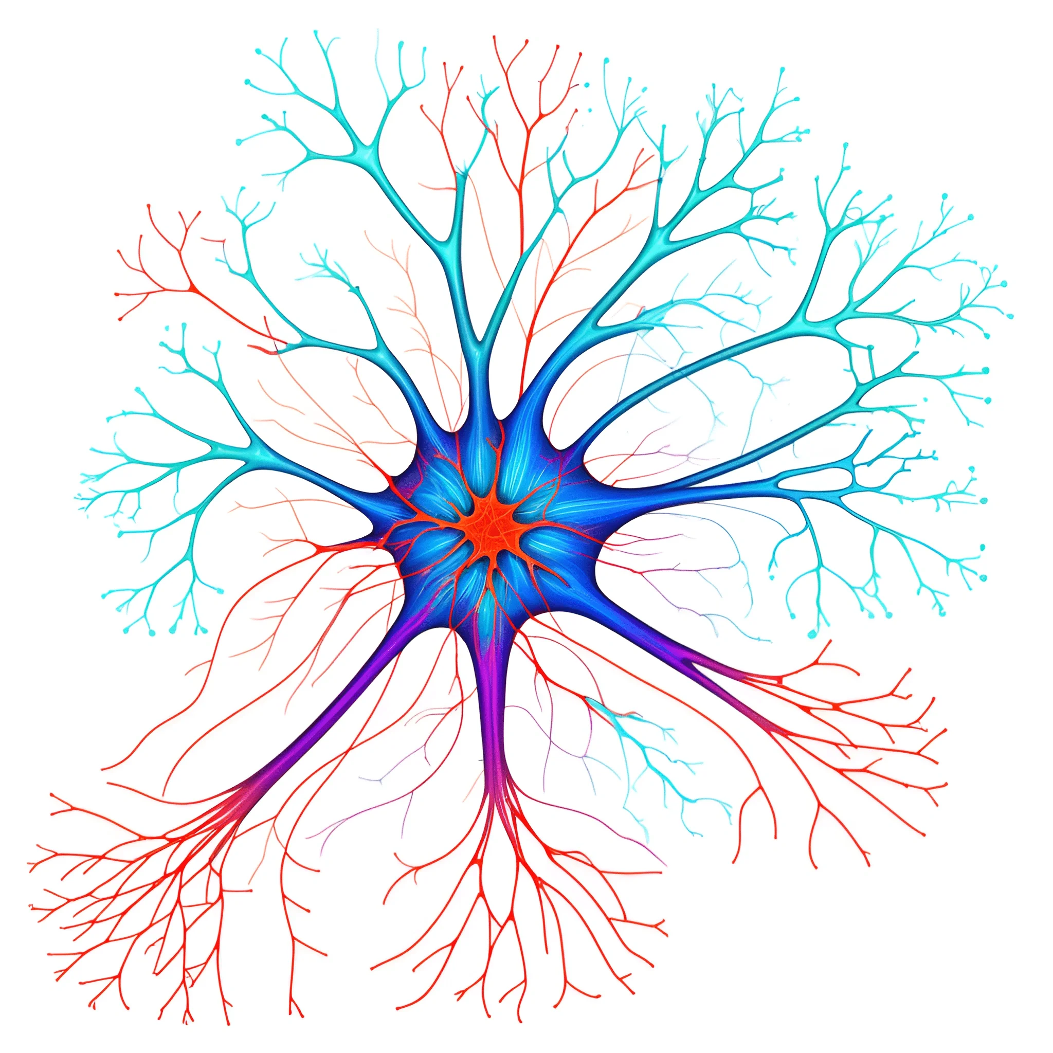 Colorful Neuron Structure Illustration - Free Download - AI Scribbles