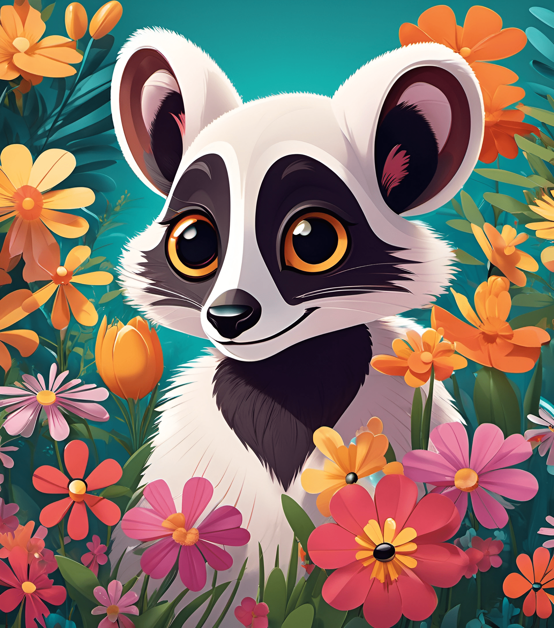 Illustration of a Cute Panda in a Flower Garden - Free Download - AI ...