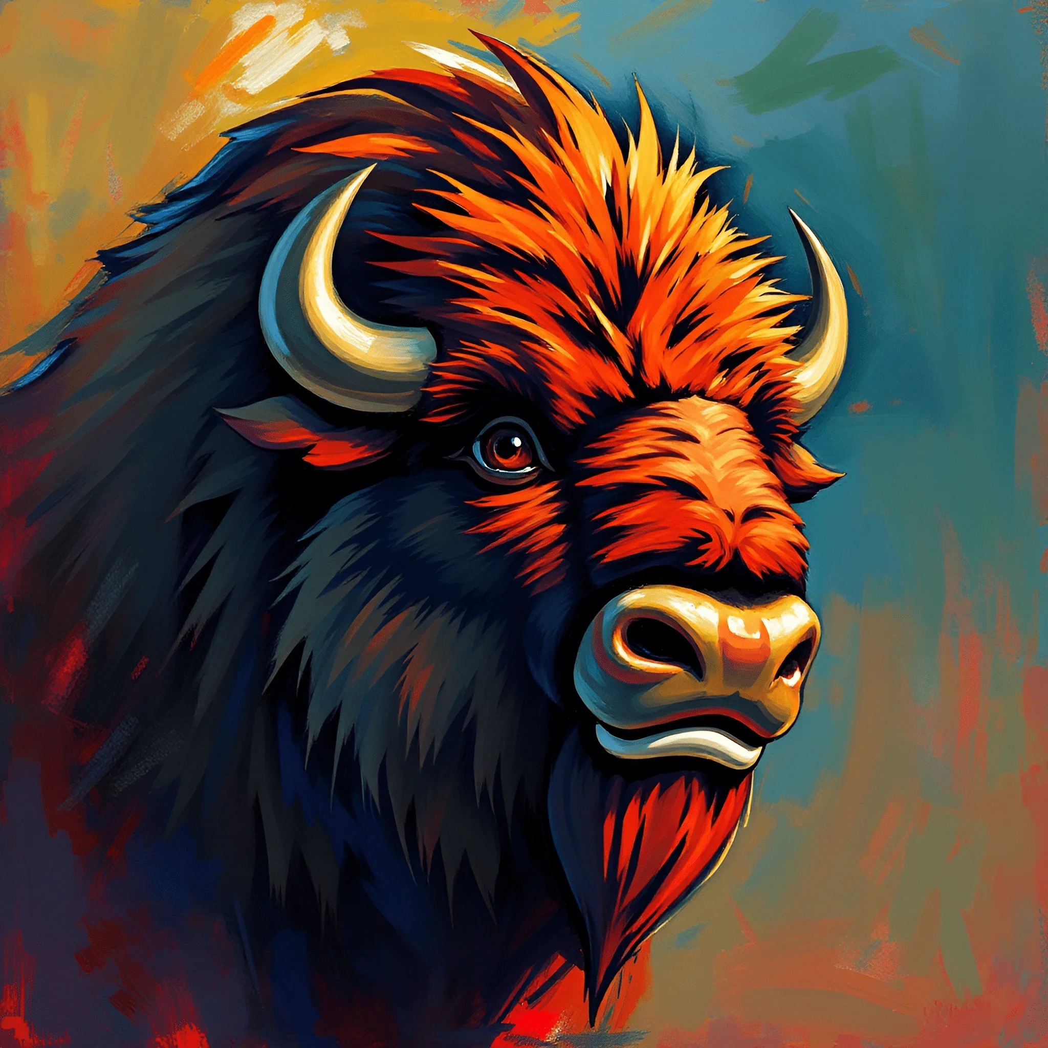 Abstract Digital Painting of Buffalo Portrait - Free Download - AI ...