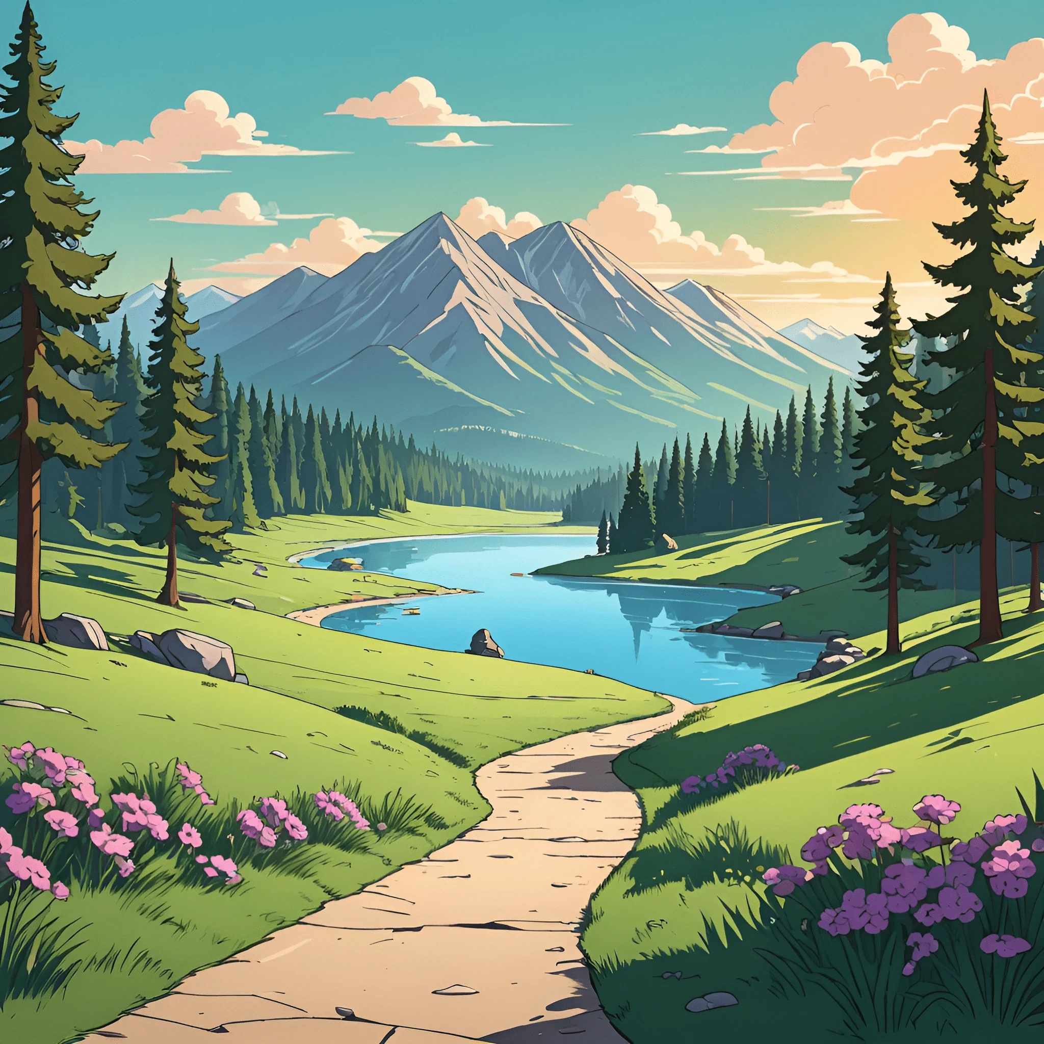 Idyllic Mountain Landscape with Serene River - Free Download - AI Scribbles