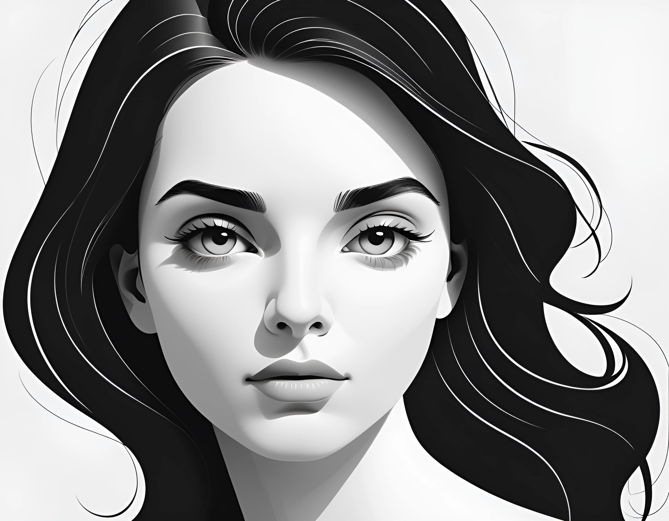 Stylized Black and White Portrait of a Young Woman - Free Download - AI ...