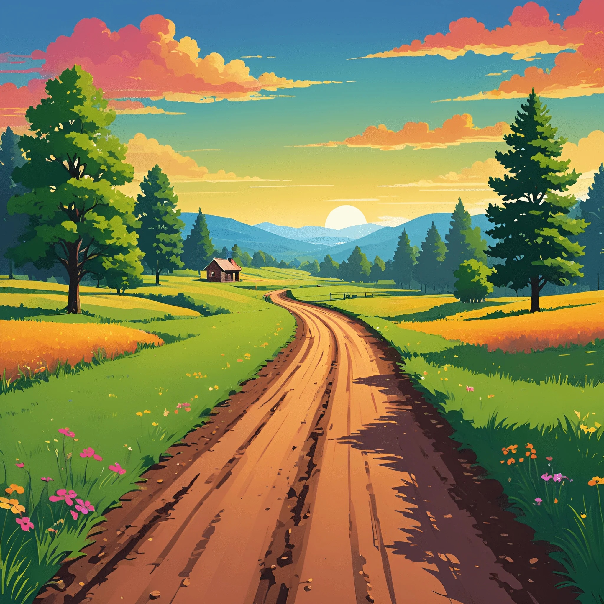 Serene Country Road at Sunset - Free Download - AI Scribbles