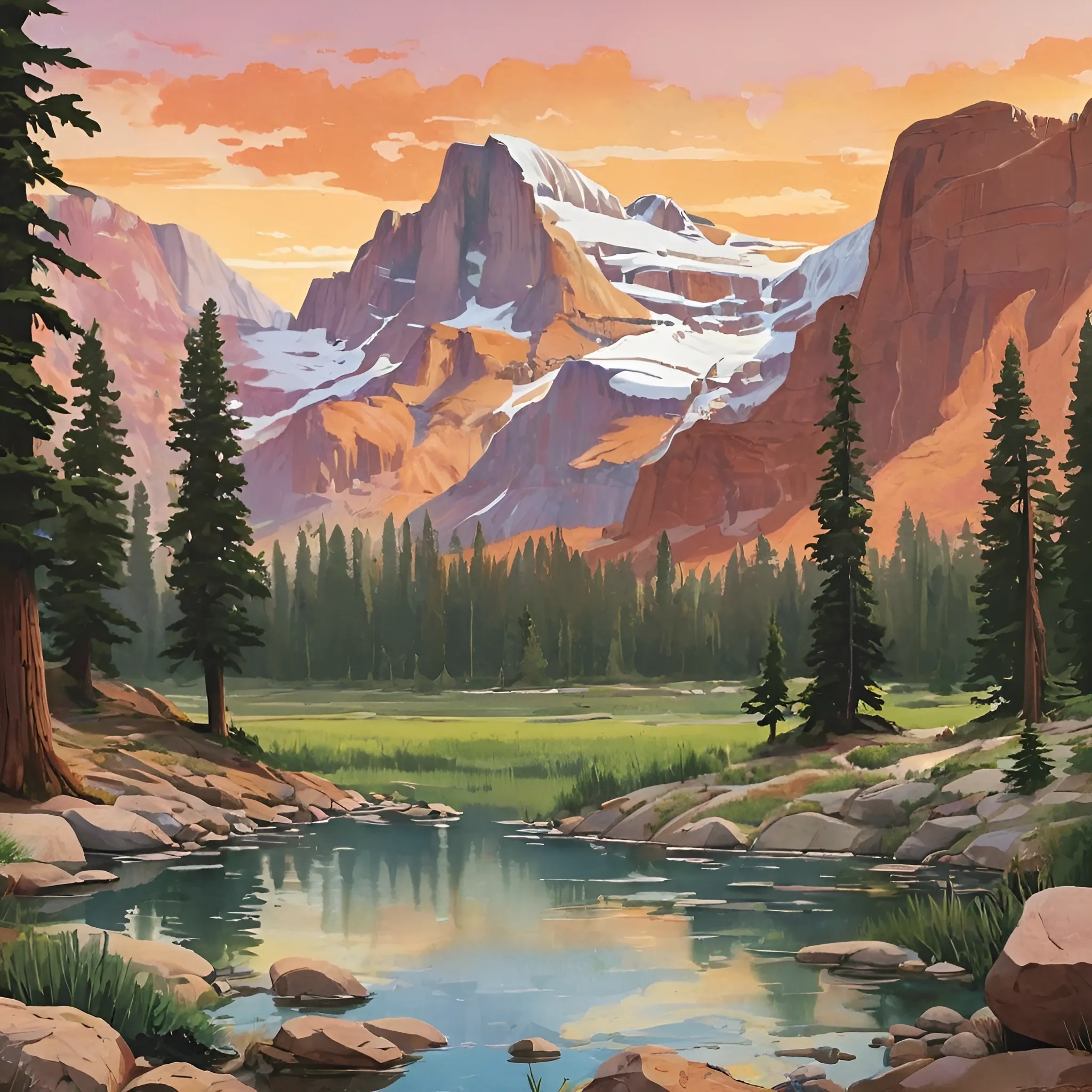 Serene Mountain Landscape at Sunset - Free Download - AI Scribbles