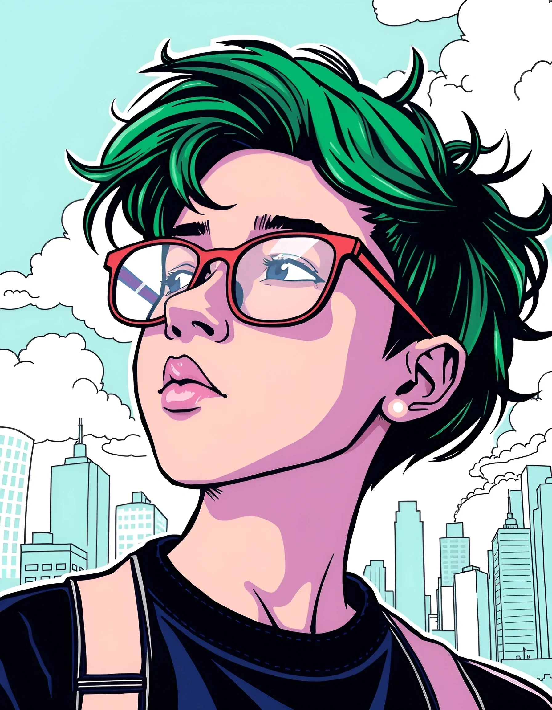 Portrait of Person with Green Hair and Glasses in Urban Setting - Free ...