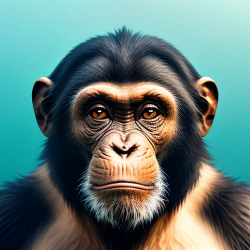 a close up of a monkey with a blue background