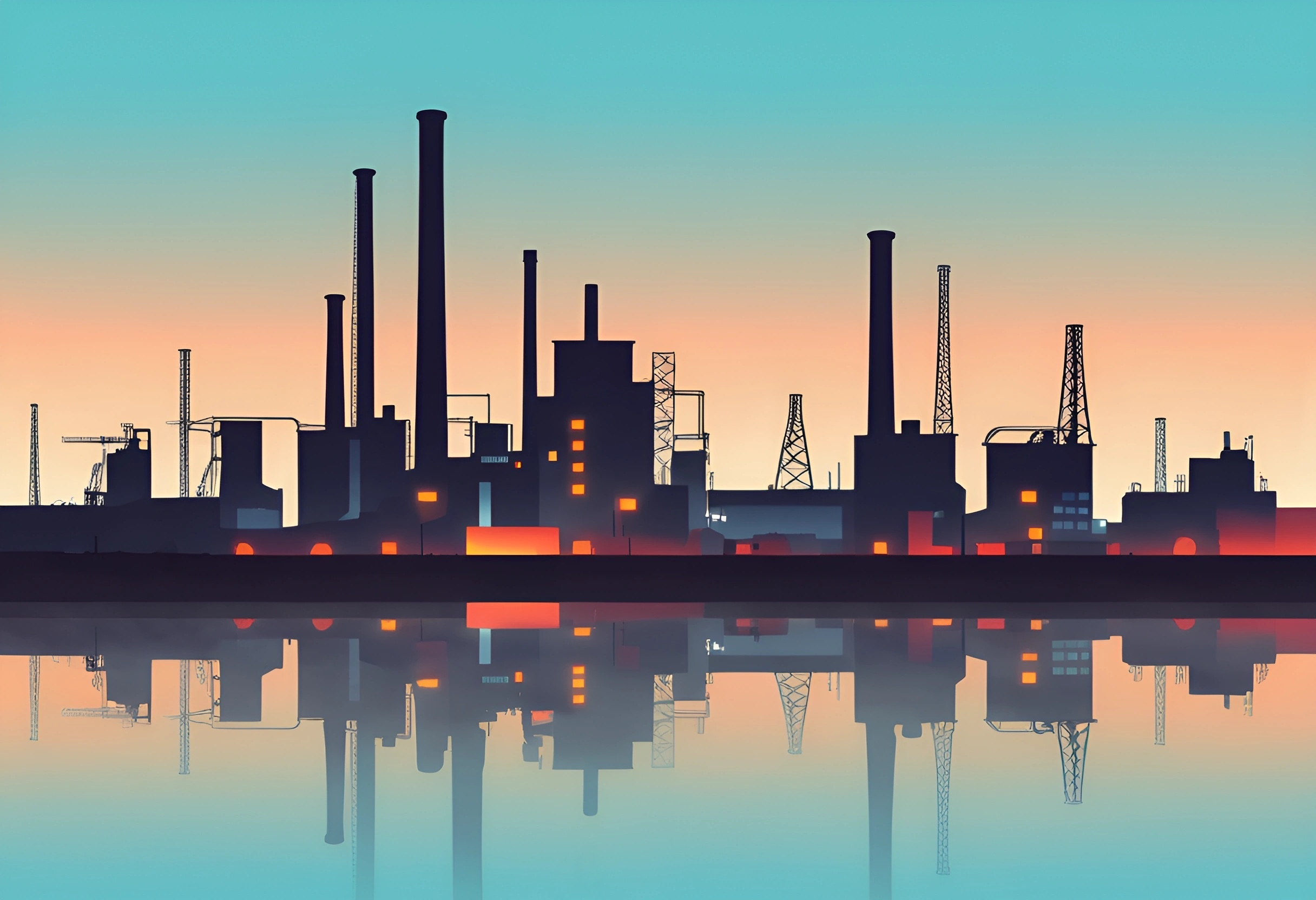 Industrial Skyline Silhouette - Free Download - AI Scribbles