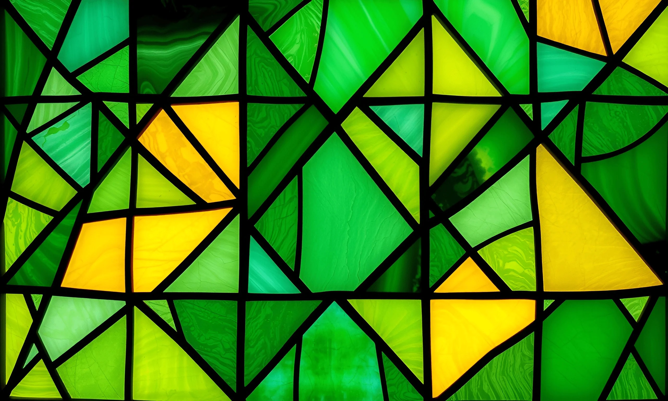 Abstract Green And Yellow Stained Glass Pattern - Free Download - AI ...