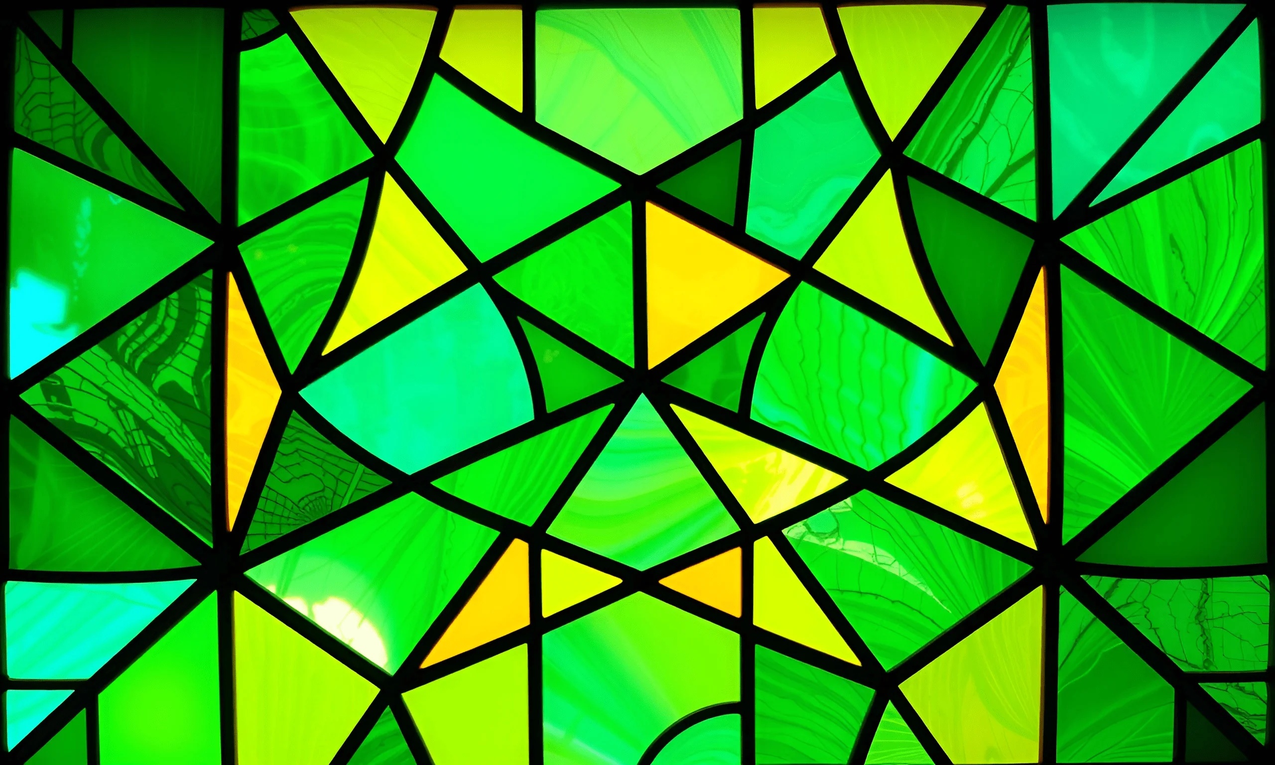 Geometric Green Stained Glass Panel - Free Download - AI Scribbles