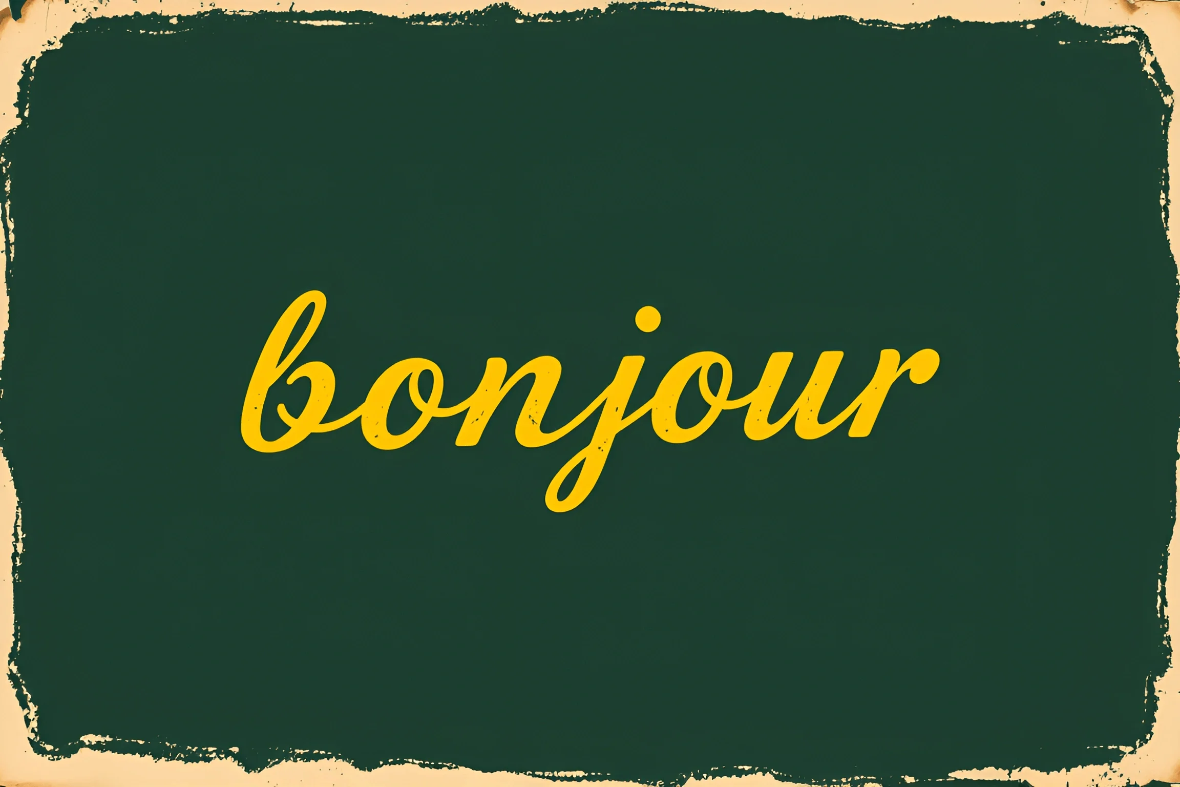 Bonjour Script Bonjour Text In Yellow Script On Green Background - Free Download - AI ...