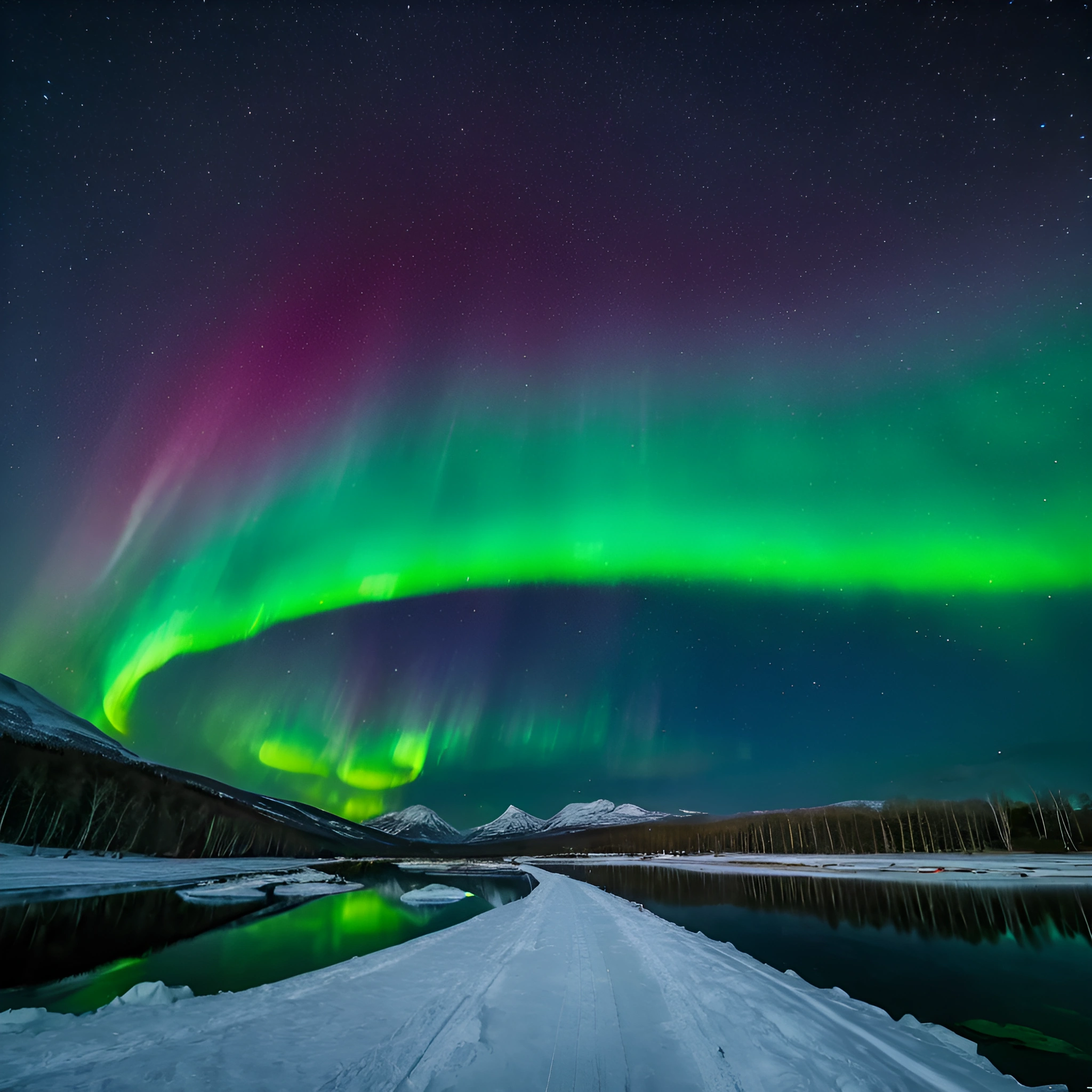 Aurora Borealis Over Snowy Landscape - Free Download - AI Scribbles