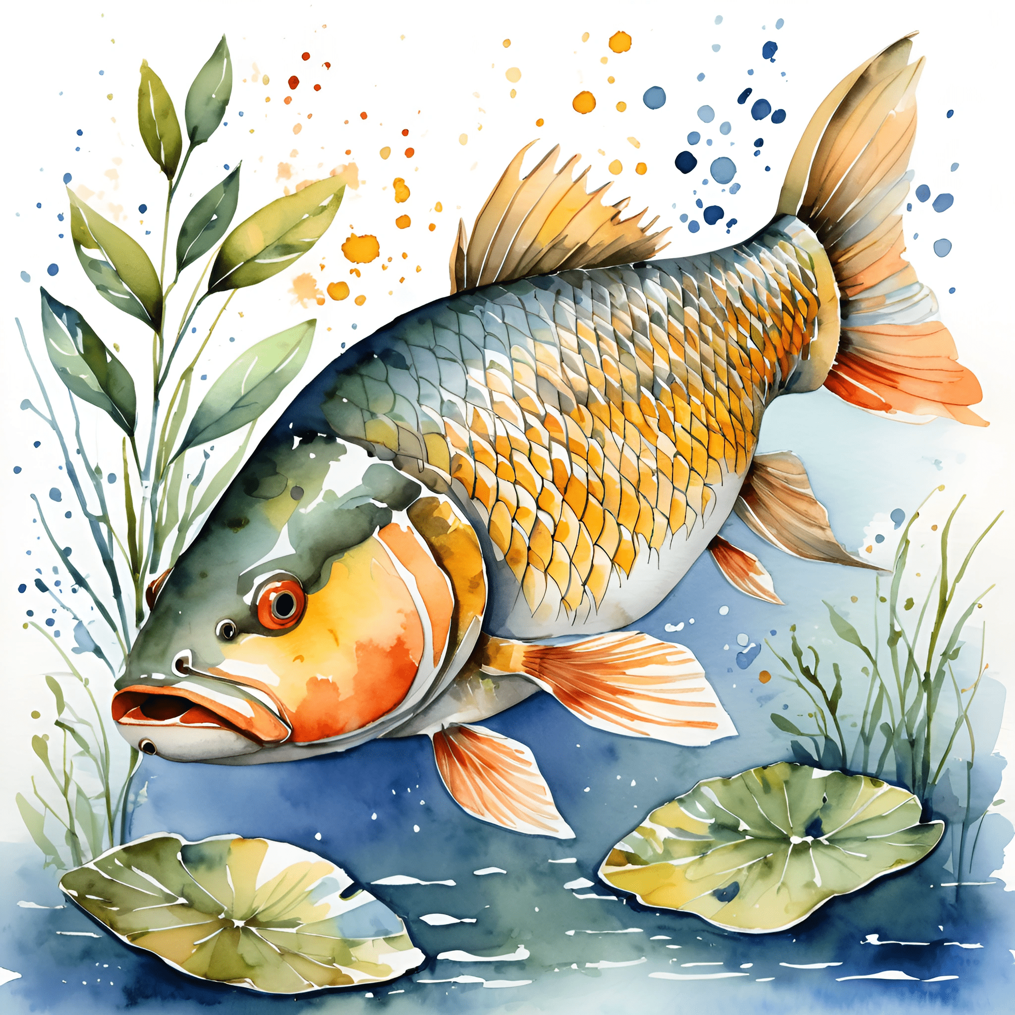 Watercolor Fish Painting - Free Download - AI Scribbles