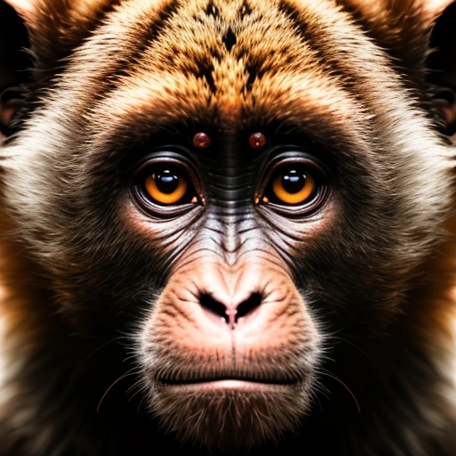a close up of a monkey's face with a blurry background