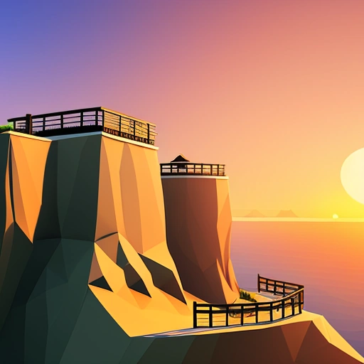 illustration of a cliff with a lighthouse on top of it