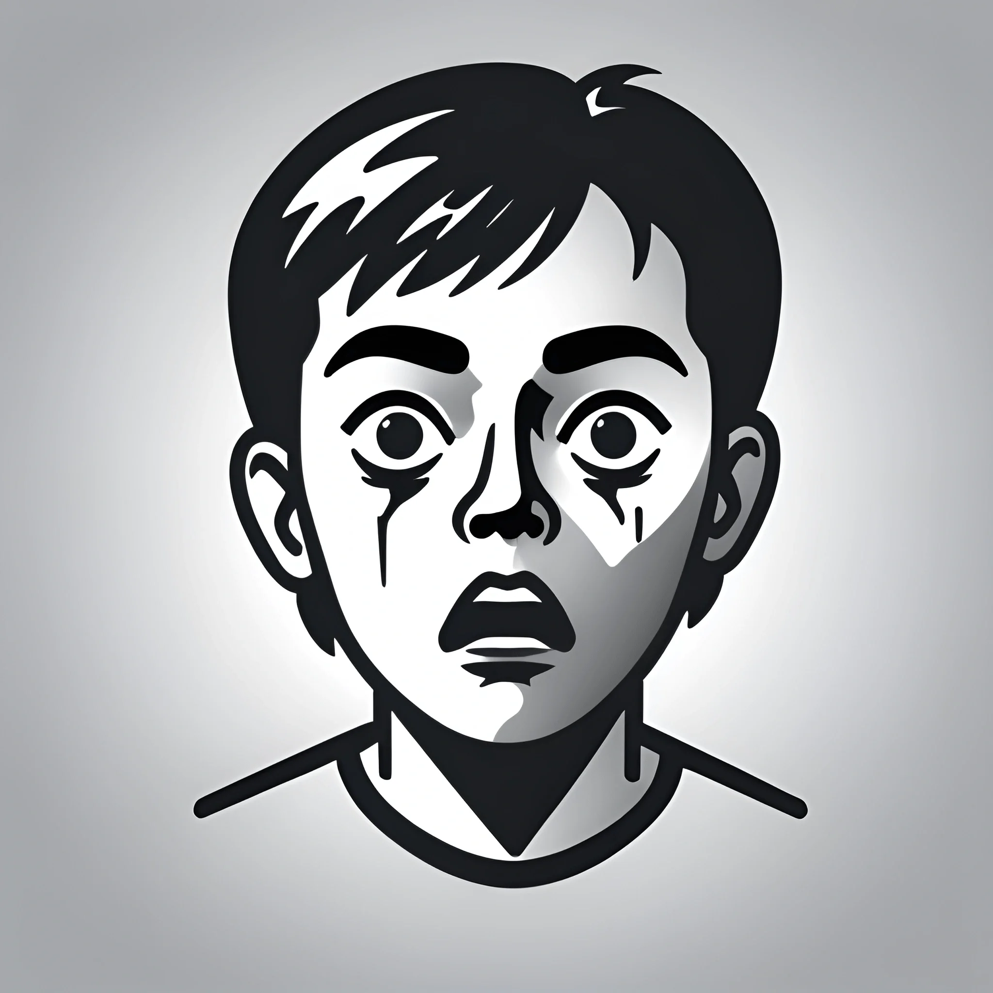 Black And White Shocked Expression Illustration - Free Download - AI ...