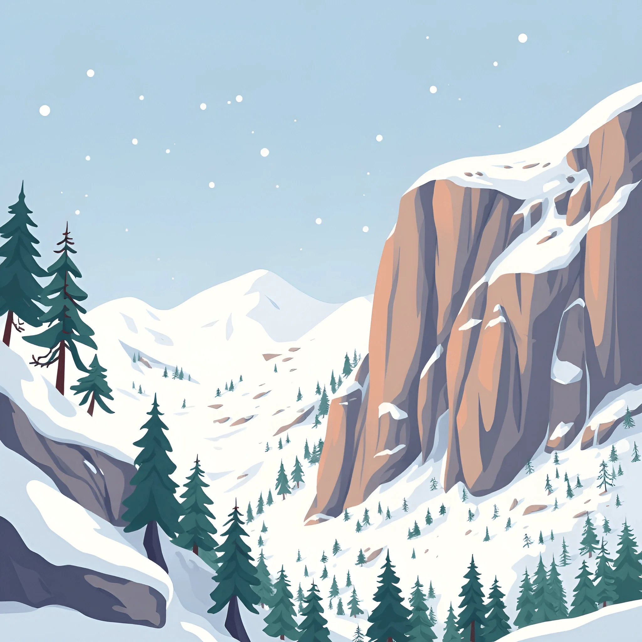 Snowy Mountain Landscape with Pine Trees - Free Download - AI Scribbles