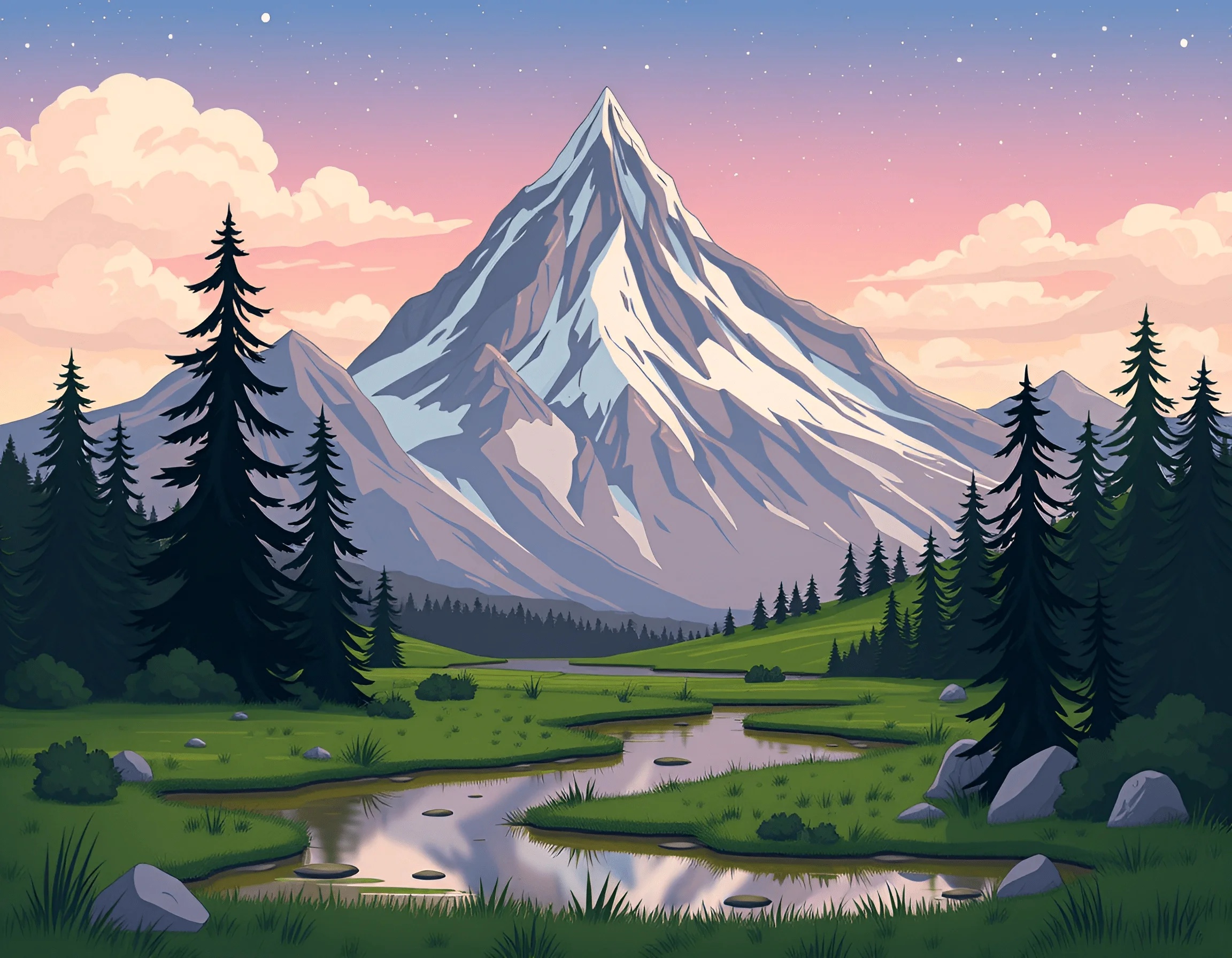 Majestic Mountain Landscape at Dusk - Free Download - AI Scribbles