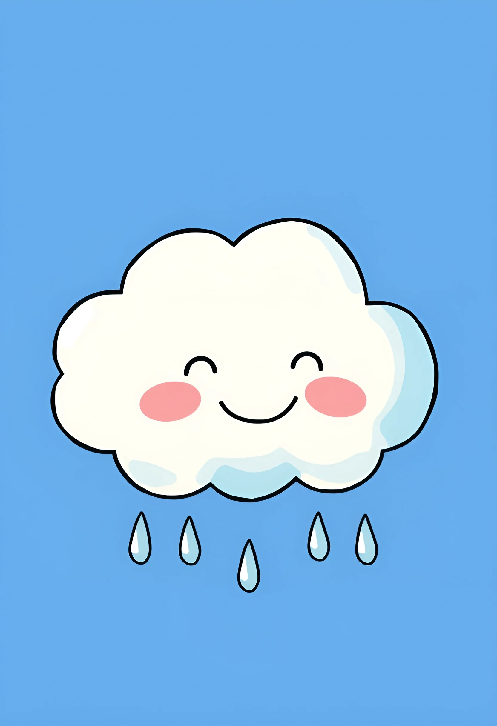 Cute Smiling Rain Cloud Illustration - Free Download - AI Scribbles