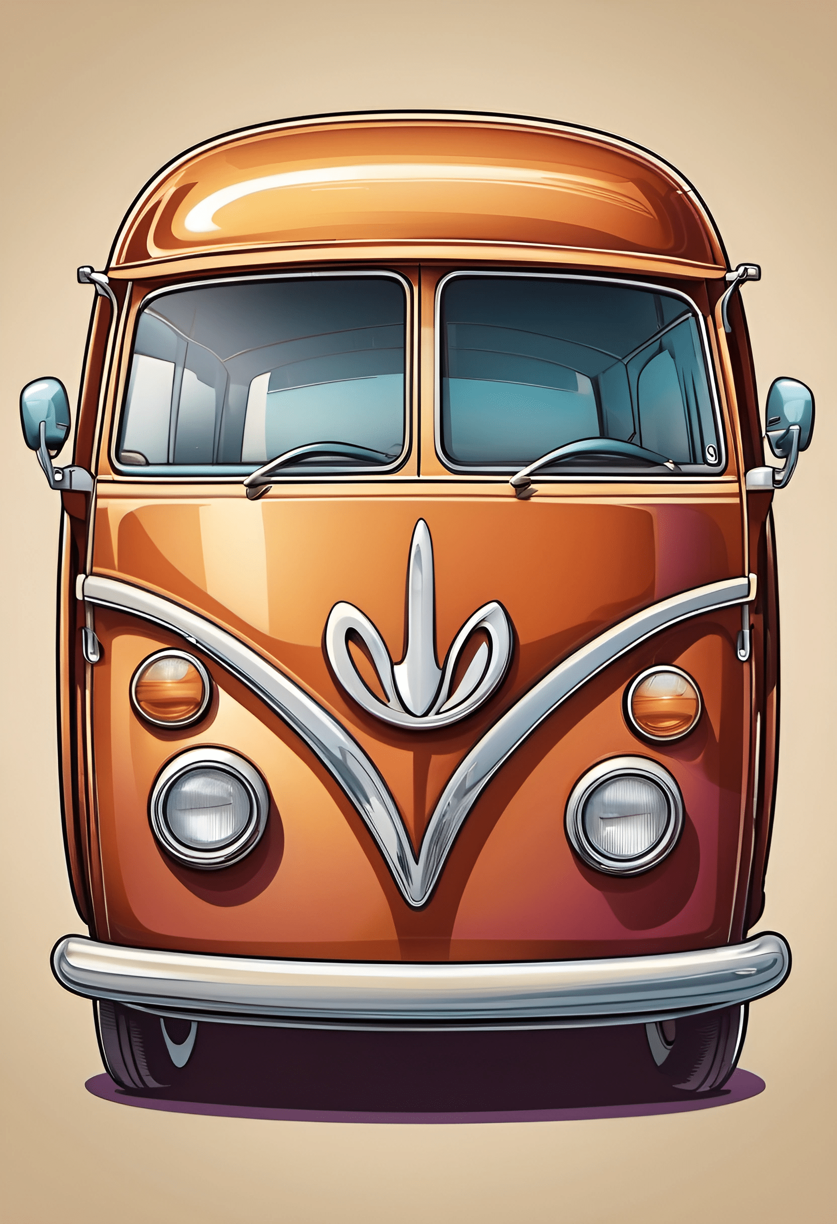 Vintage Orange Camper Van Illustration - Free Download - AI Scribbles