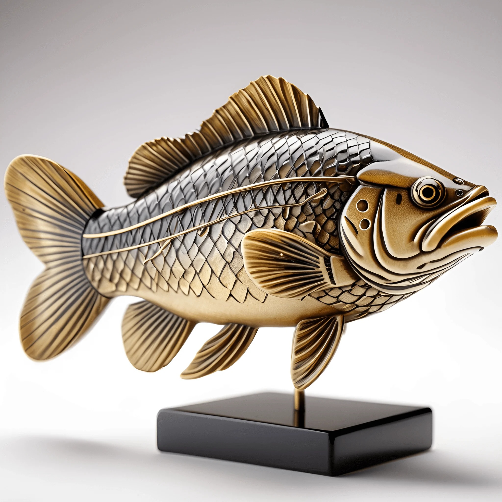 Bronze Fish Sculpture with Detailed Scales - Free Download - AI Scribbles