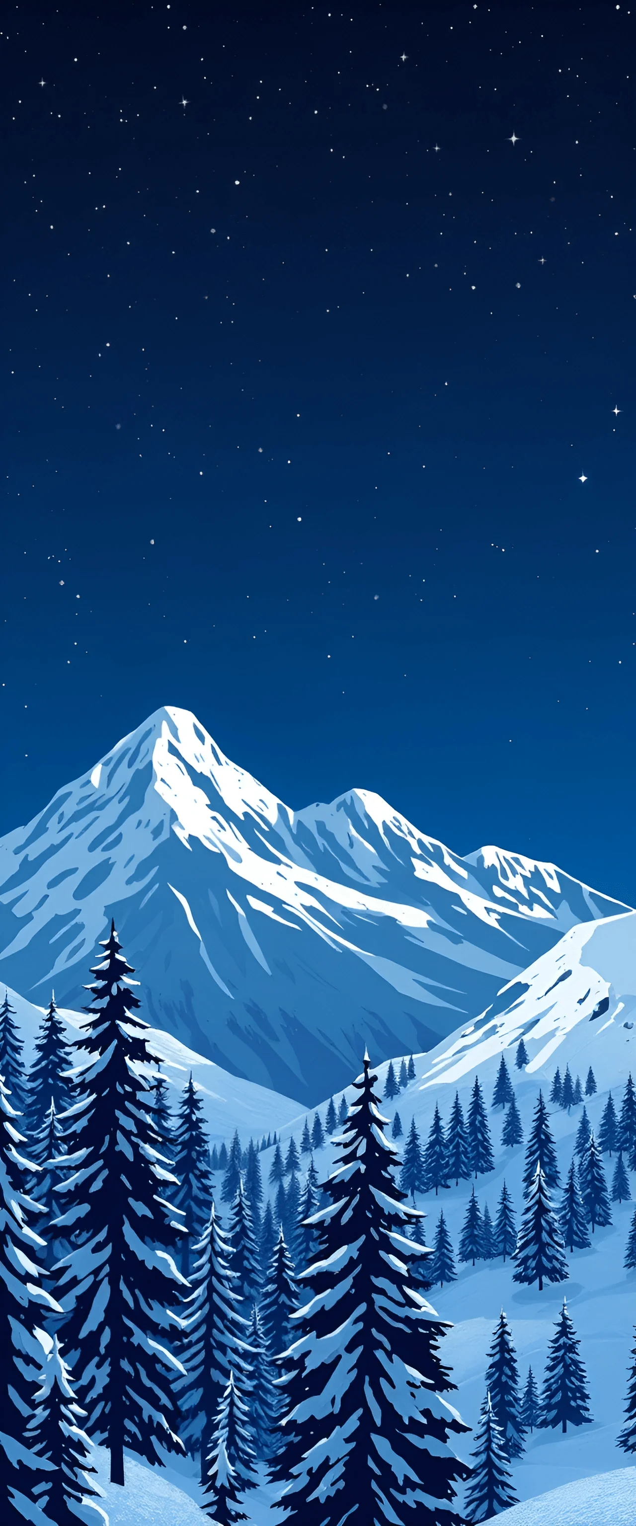 Snowy Mountain Landscape Under Starry Night - Free Download - AI Scribbles