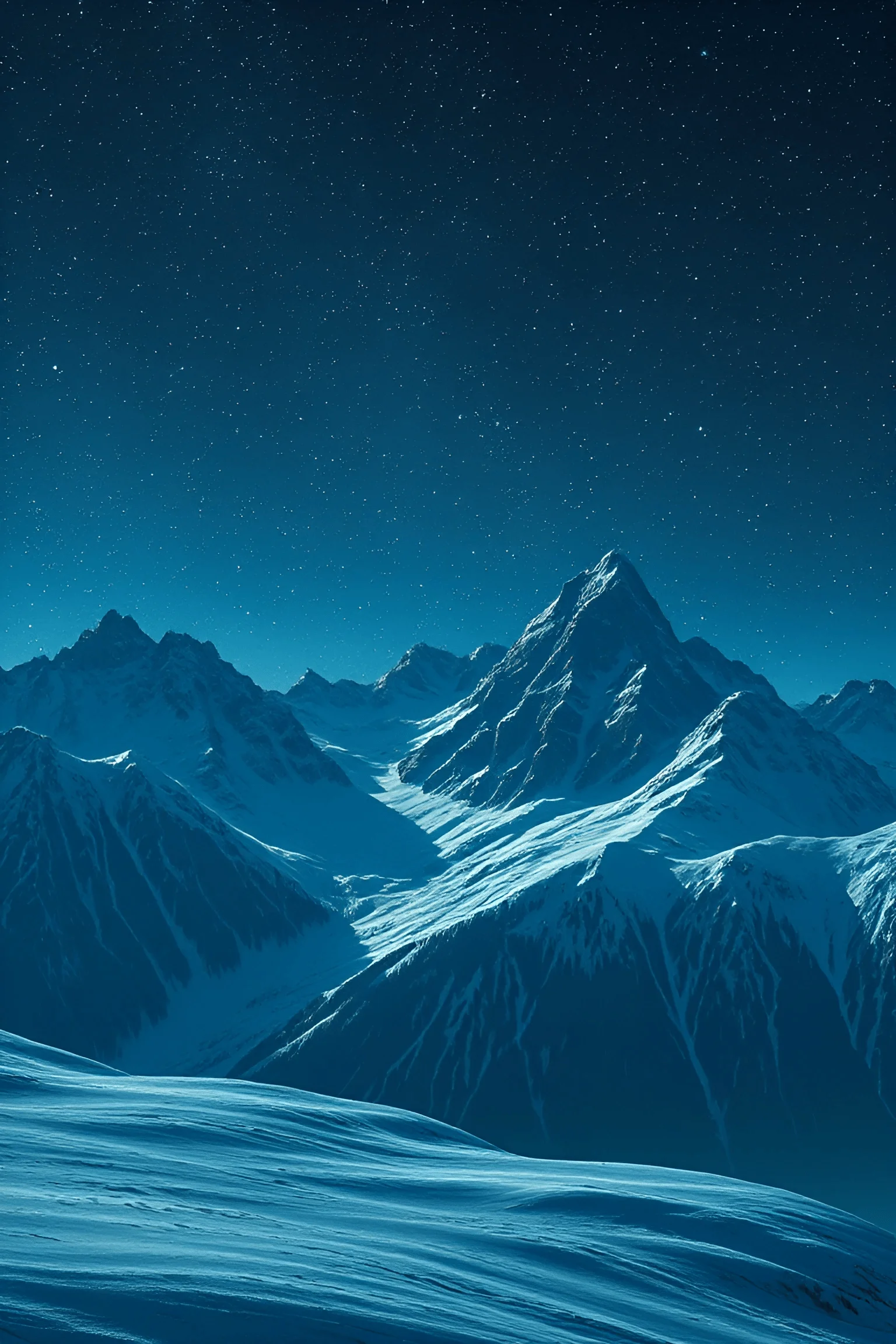 Snow-Covered Mountains Under Starry Night Sky - Free Download - AI ...
