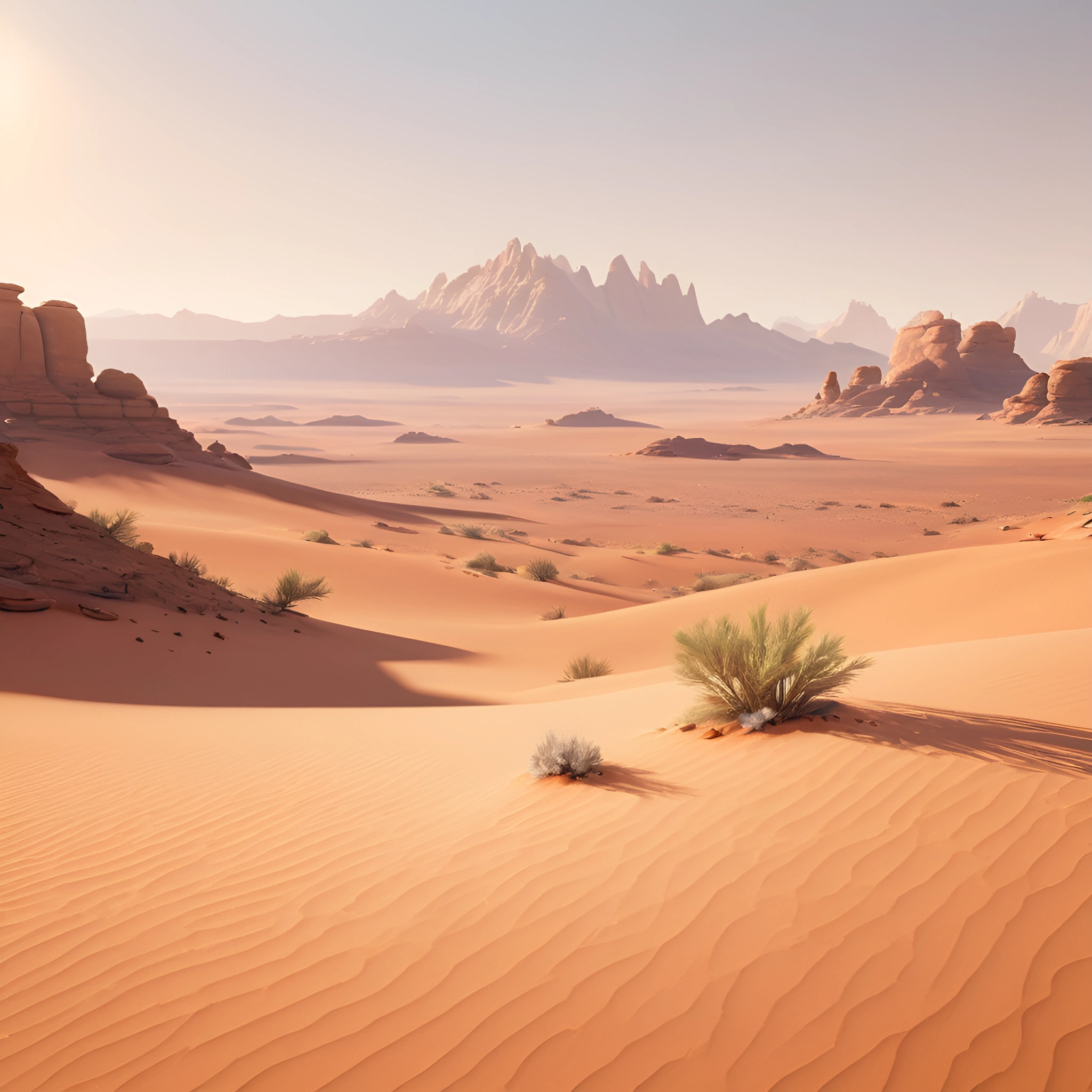 Distant Desert Desert Landscape with Distant Mountains - Free Download - AI Scribbles