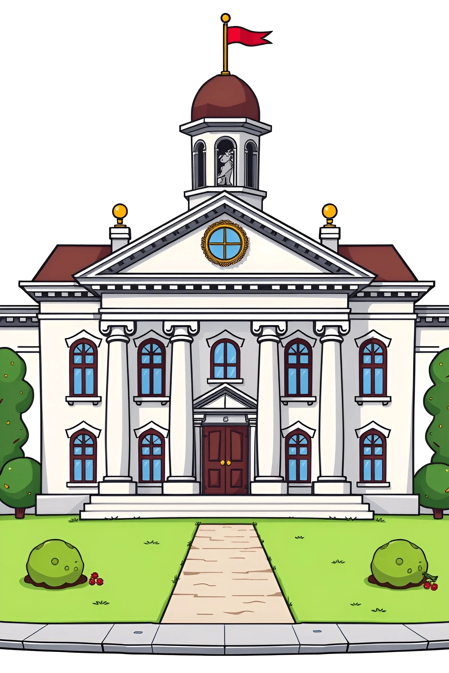 Cartoon Illustration Of Government Building - Free Download - AI Scribbles
