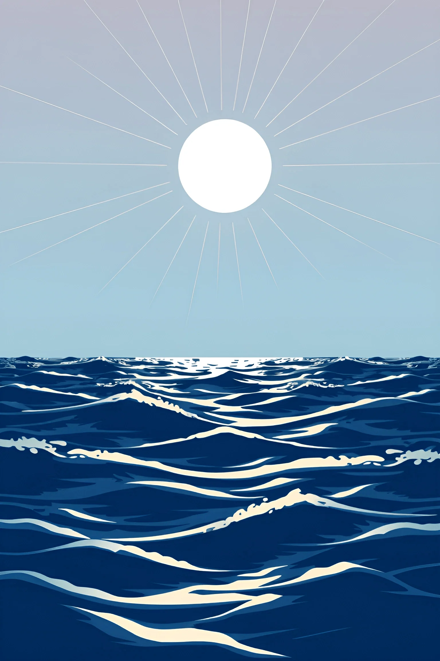 Calm Ocean Waves Under Bright Sun - Free Download - AI Scribbles