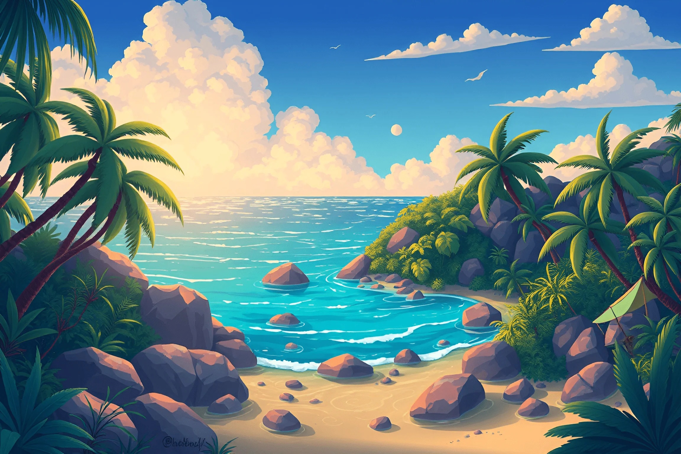 Generic Beach Tropical Beach Landscape - Free Download - AI Scribbles